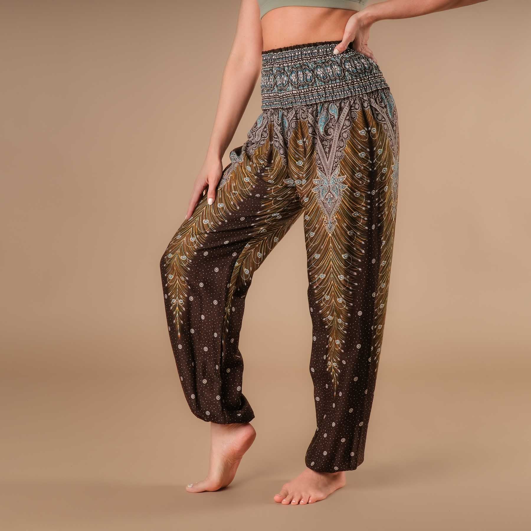 Pantaloni Yoga Harem Piuma marrone