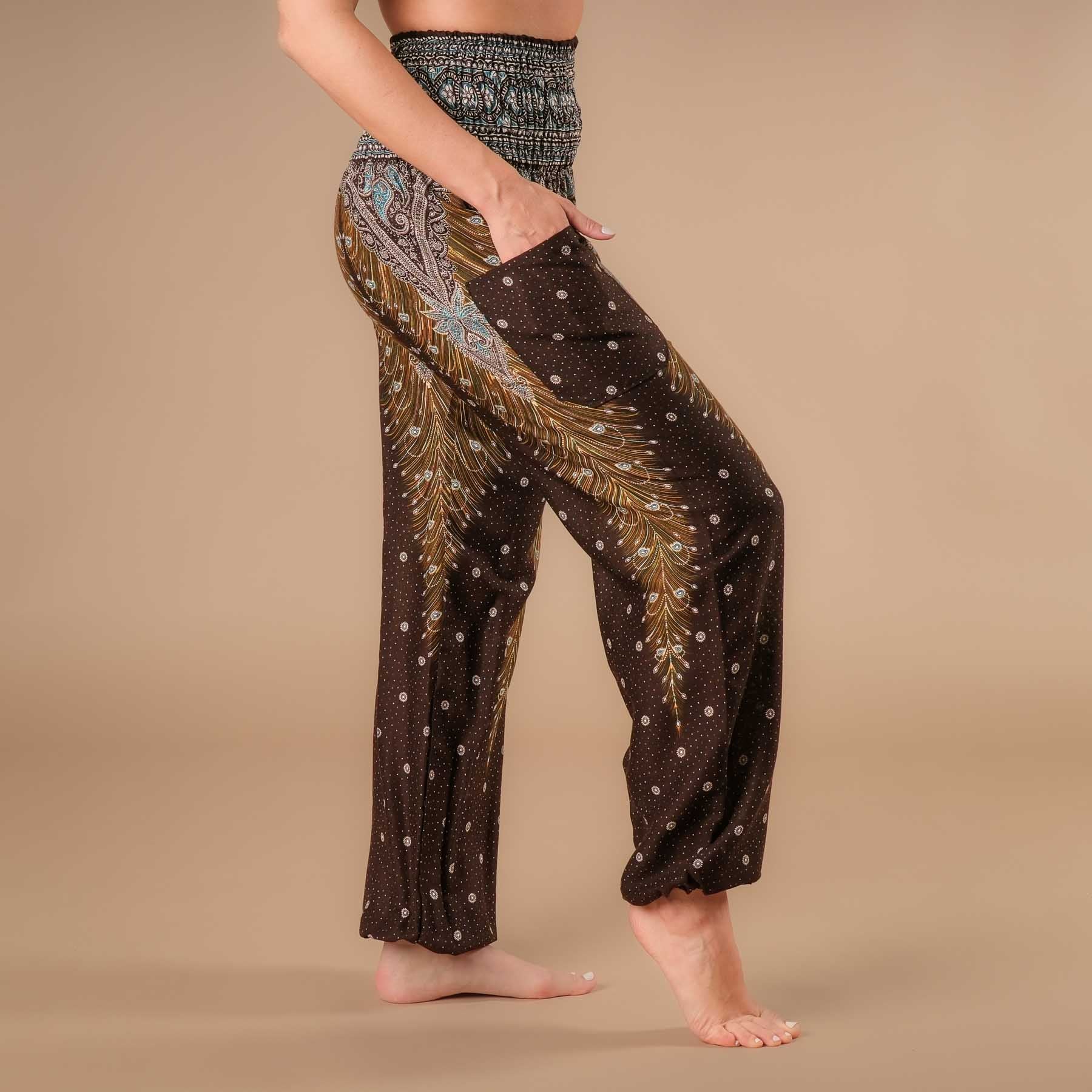 Pantaloni Yoga Harem Piuma marrone