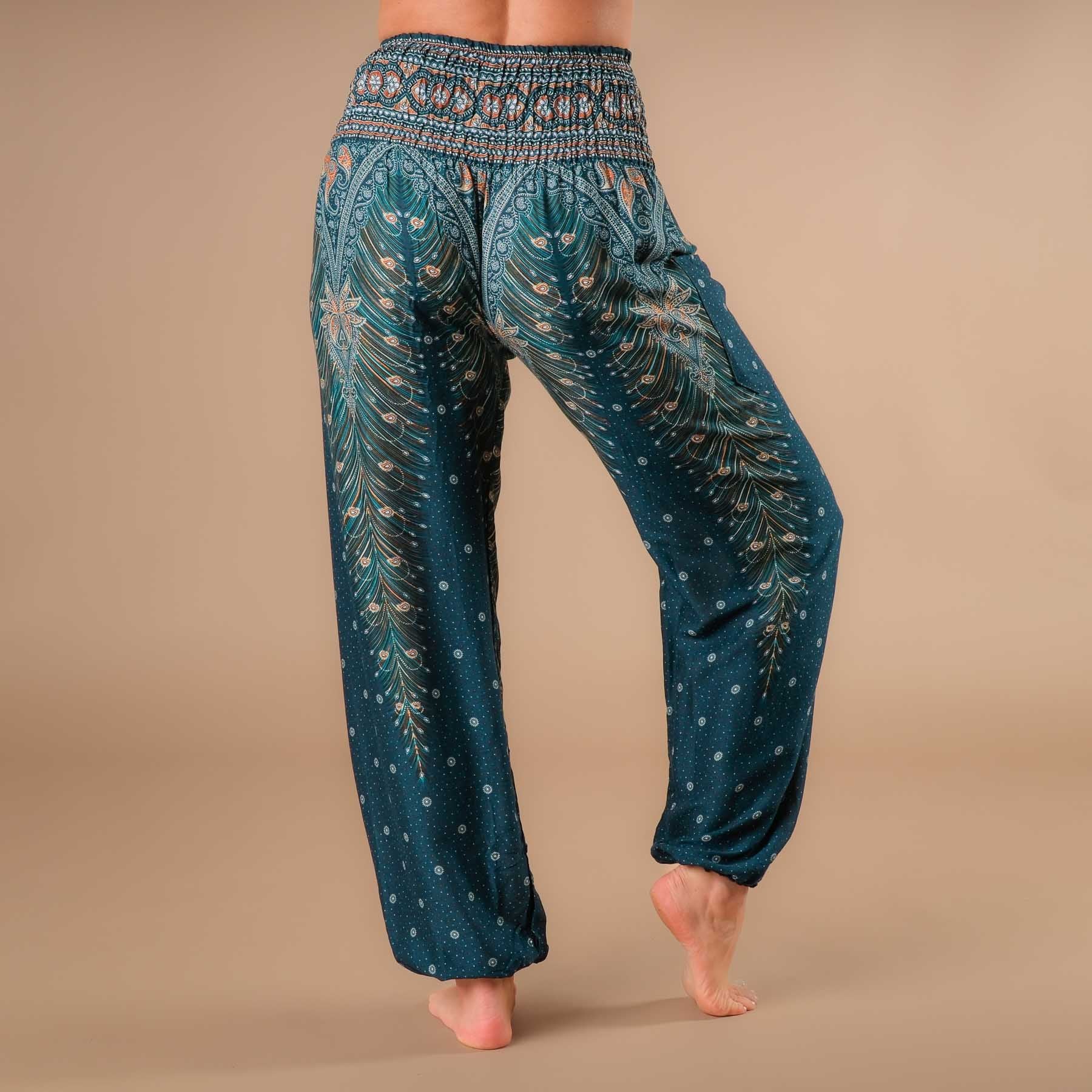 Pantaloni Yoga Harem Piuma turchese