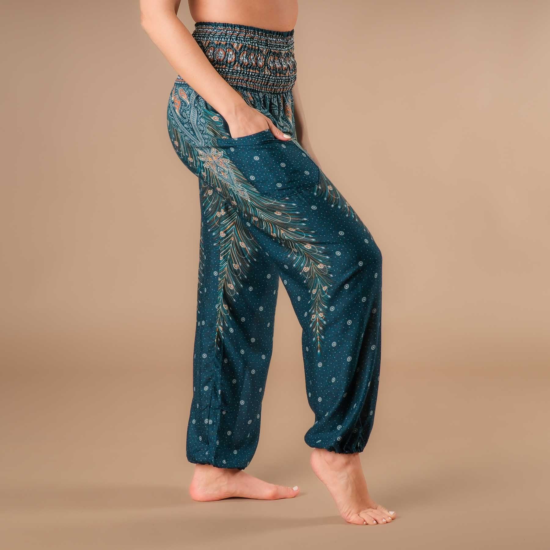 Pantaloni Yoga Harem Piuma turchese