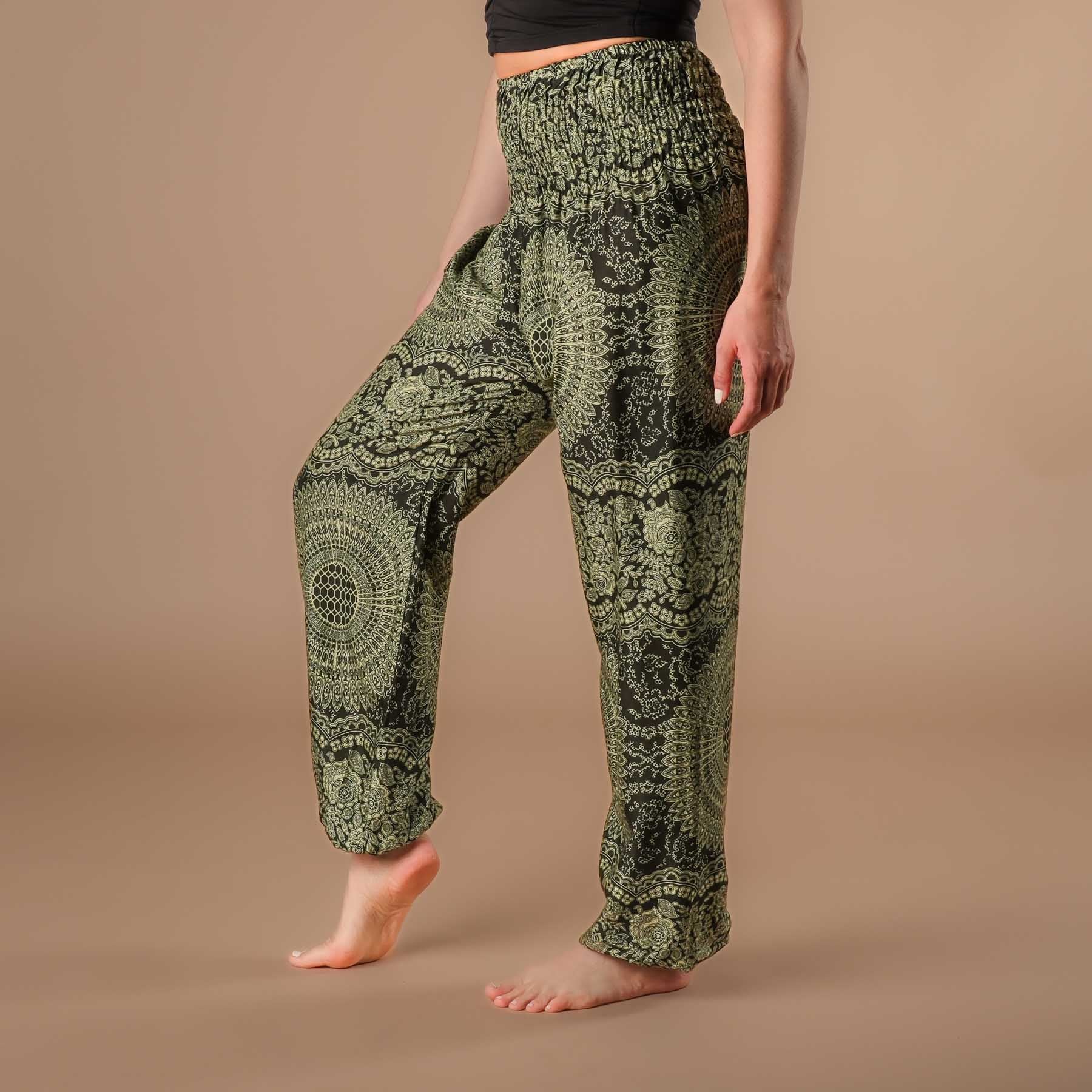 Pantaloni Harem Yoga Pantaloni Boho Estate Indiana verde oliva