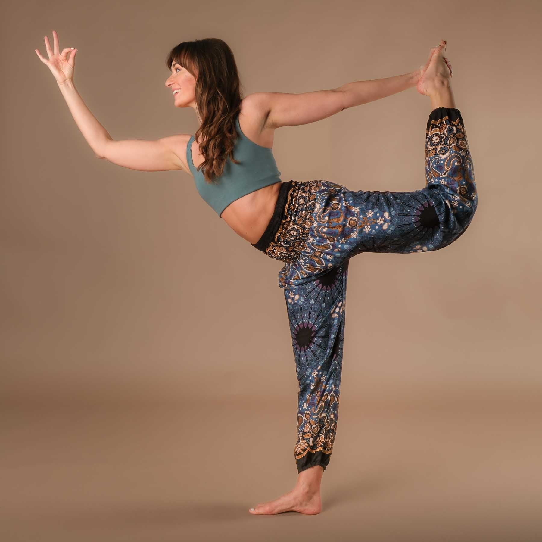 Yoga Harem Pantaloni Boho Pantaloni Mandala grigio blu