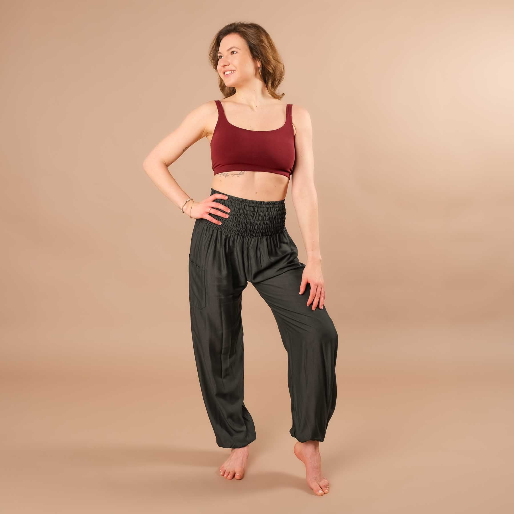 Pantaloni harem yoga uni antracite