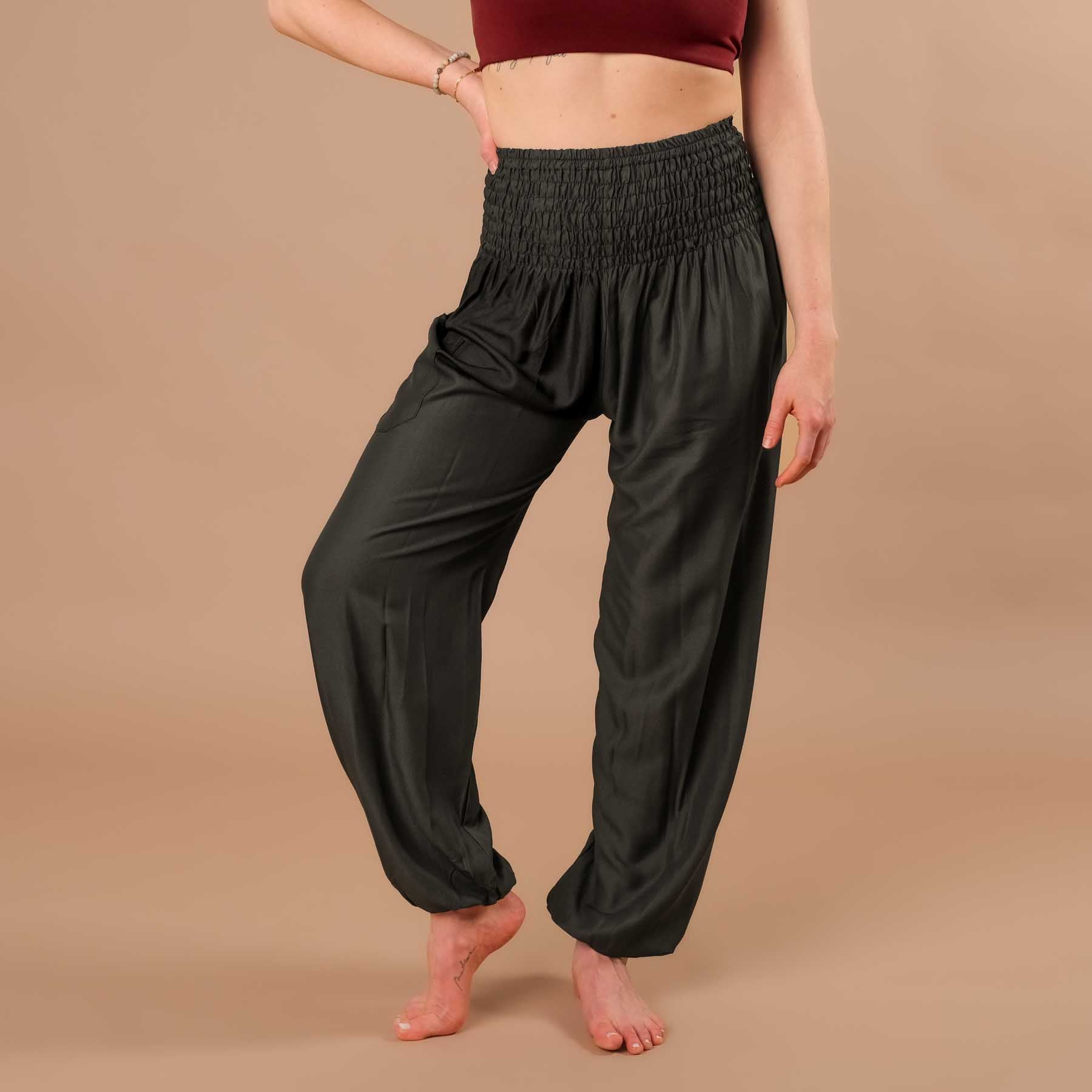 Pantaloni harem yoga uni antracite