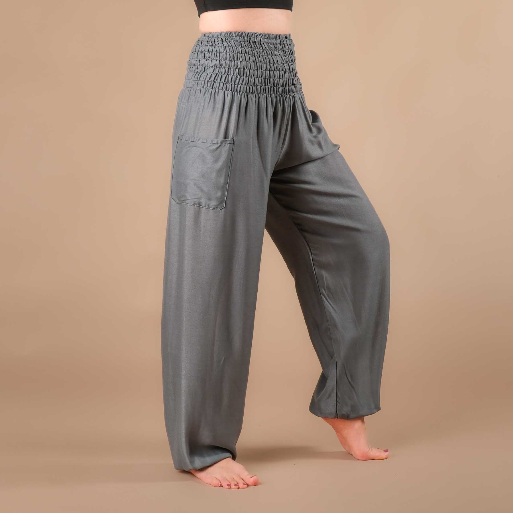 Pantaloni harem yoga uni grey