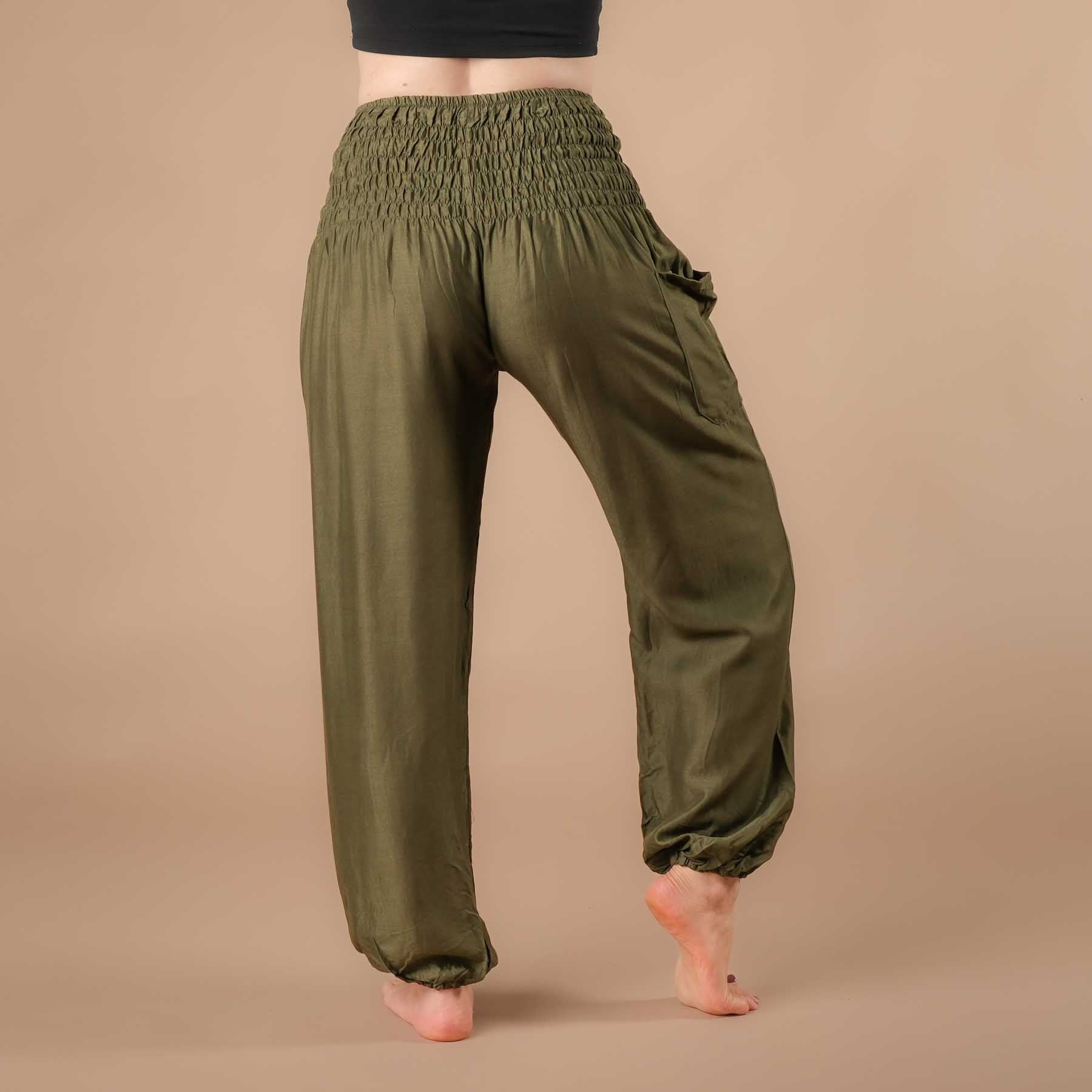 Pantaloni harem yoga uni olive