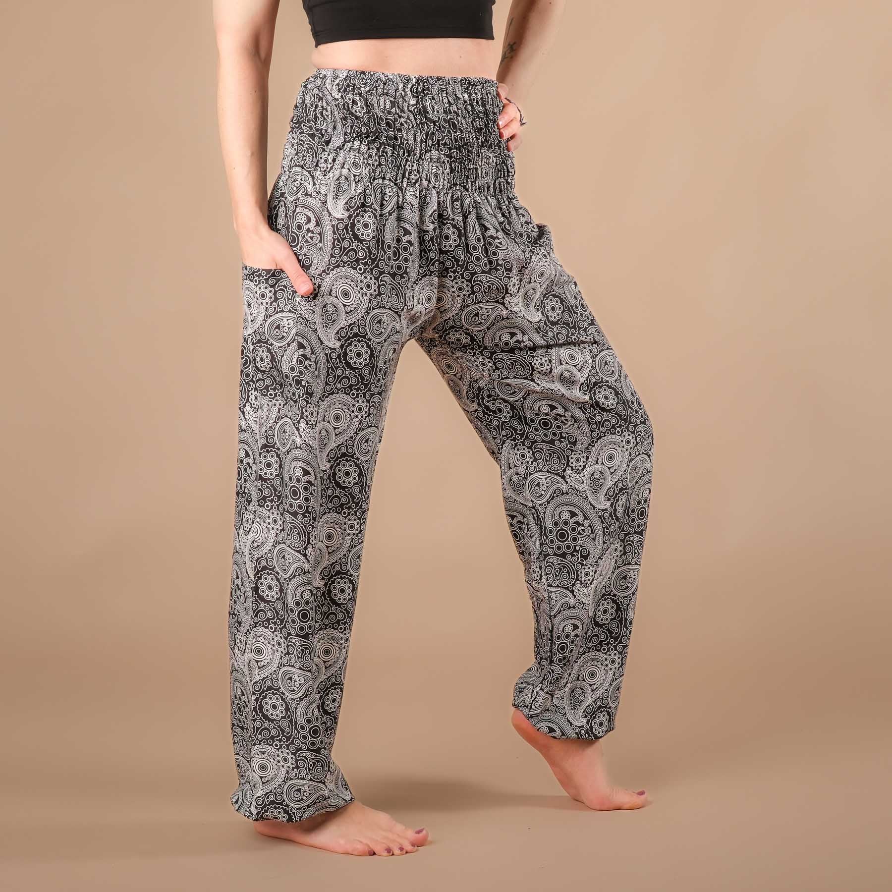 Pantaloni harem yoga YingYang nero