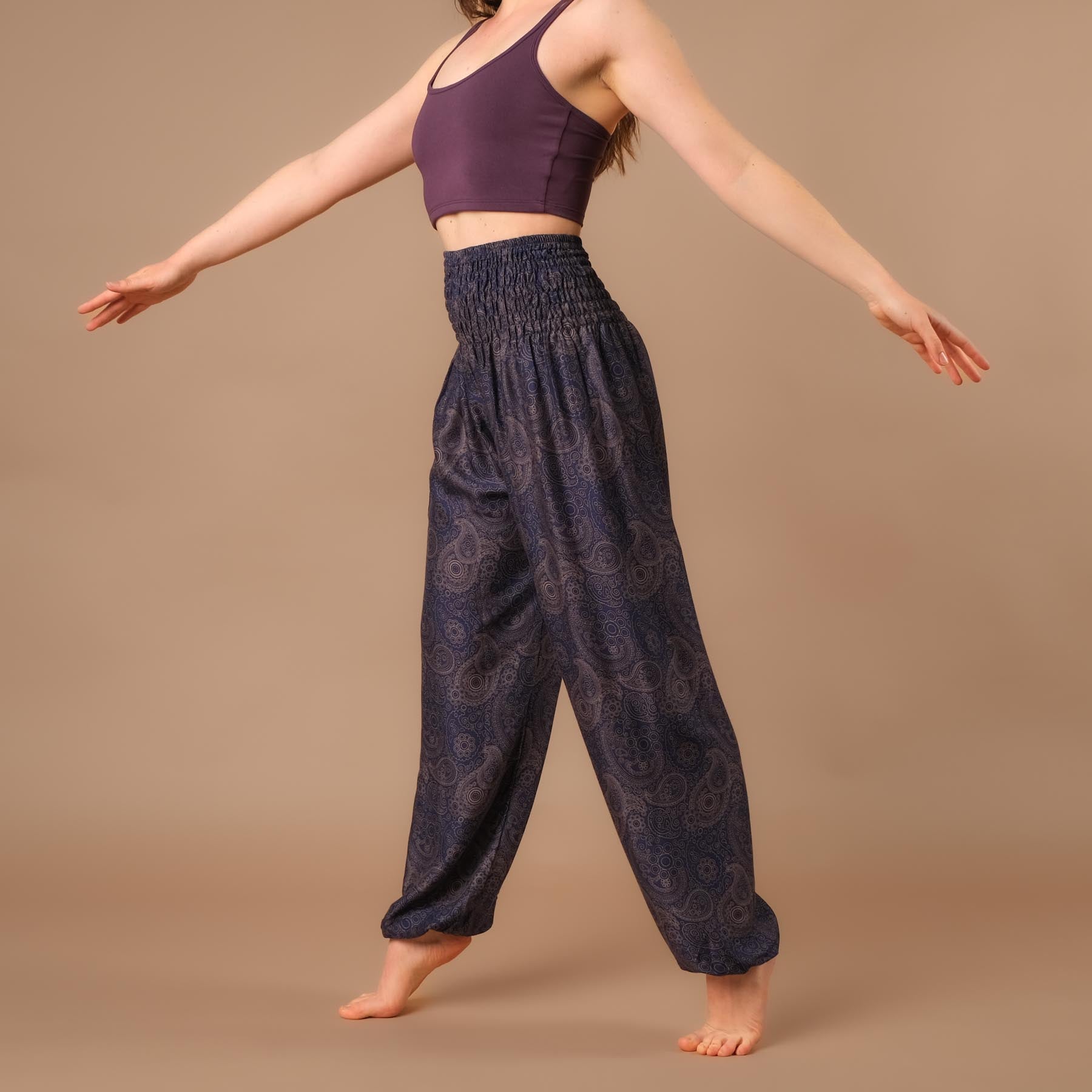 Pantaloni harem yoga YingYang indaco