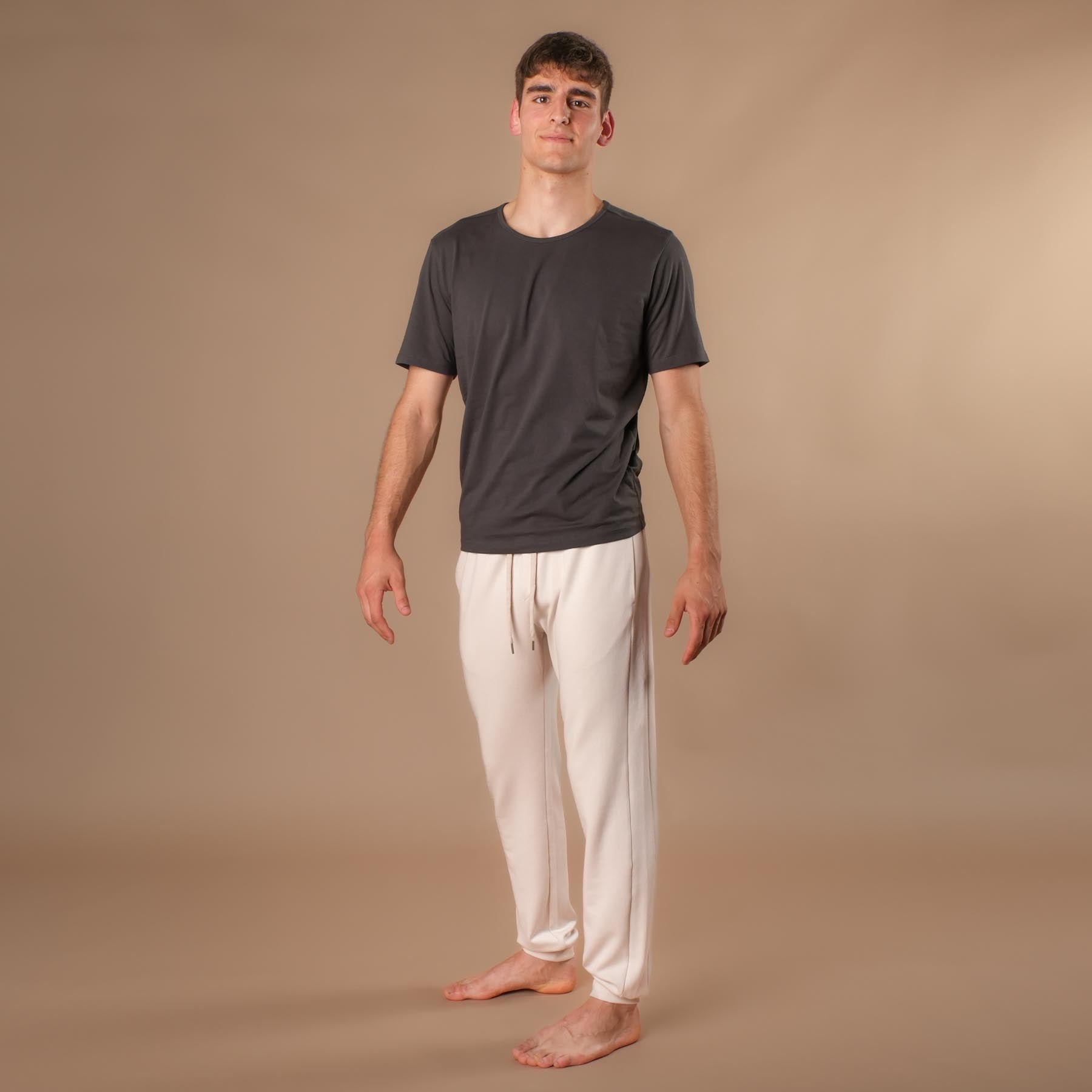 Pantaloni da yoga jogging da uomo, pantaloni della tuta ecrù