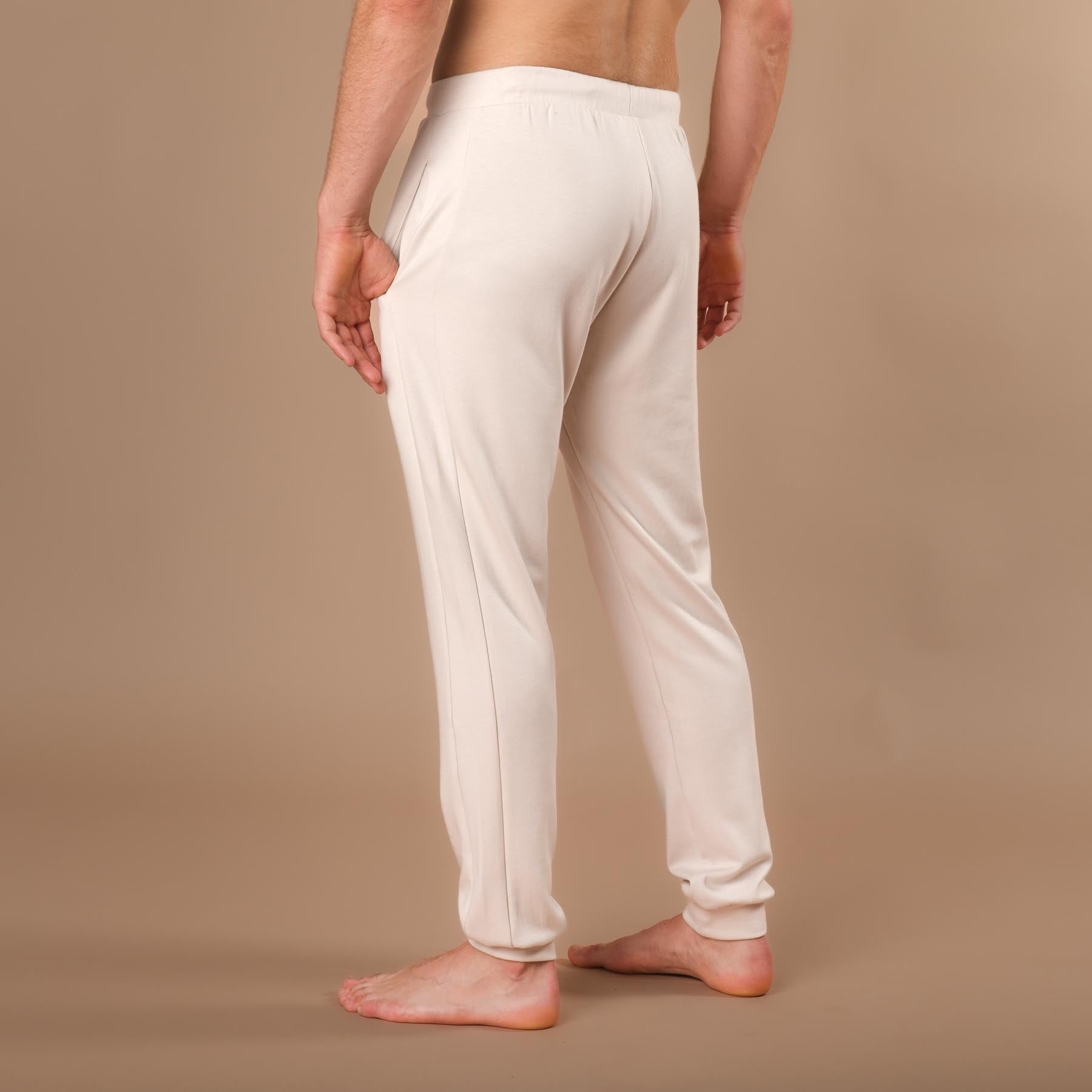 Pantaloni da yoga jogging da uomo, pantaloni della tuta ecrù