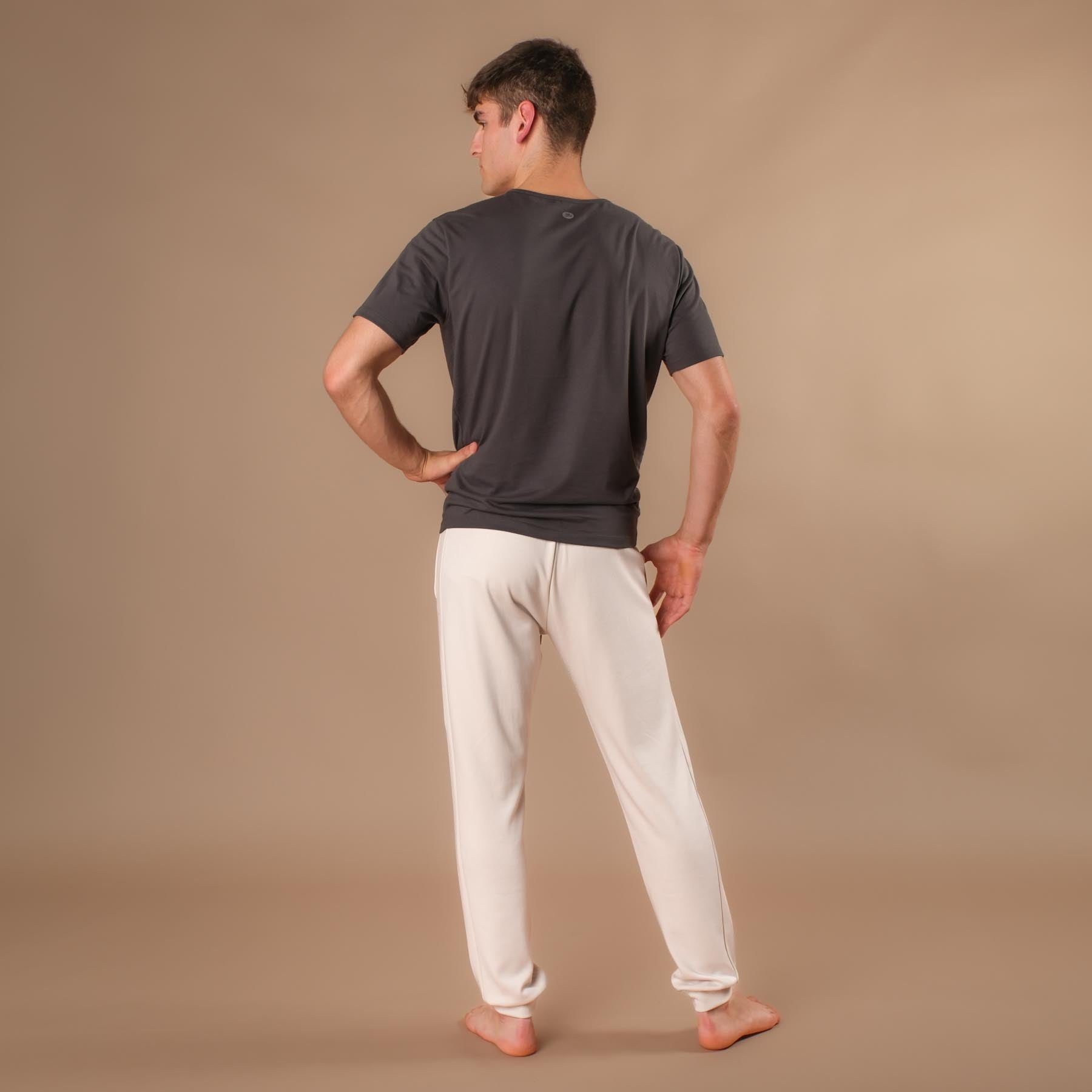 Pantaloni da yoga jogging da uomo, pantaloni della tuta ecrù