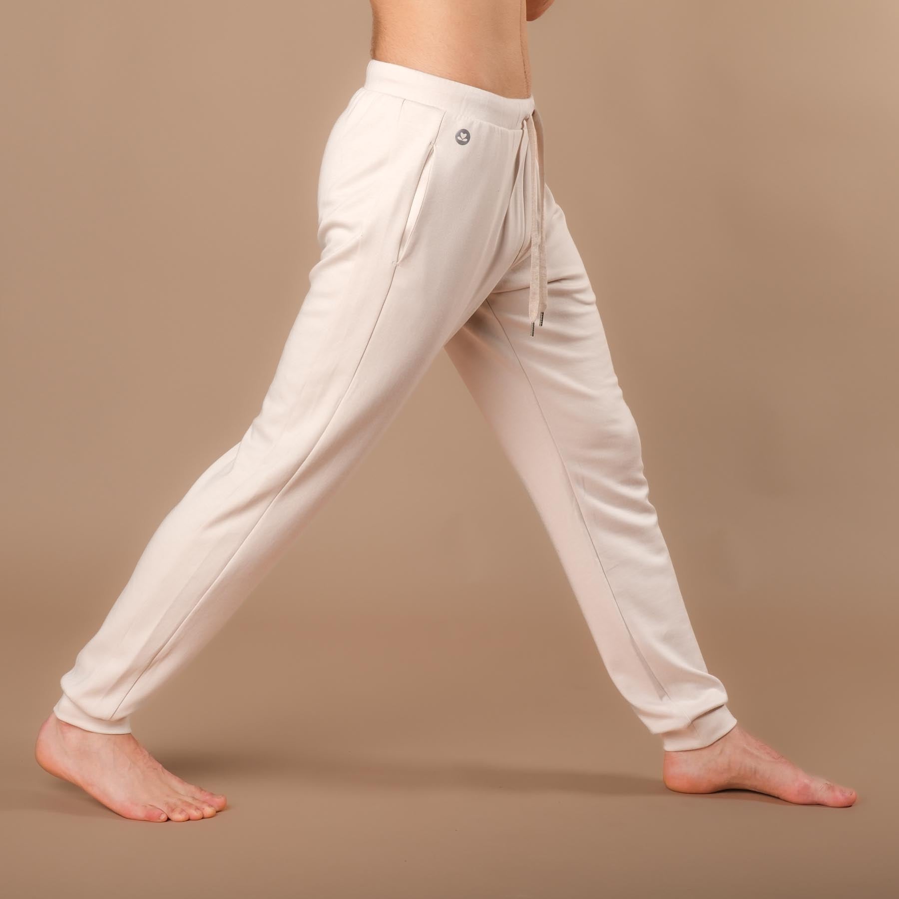 Pantaloni da yoga jogging da uomo, pantaloni della tuta ecrù