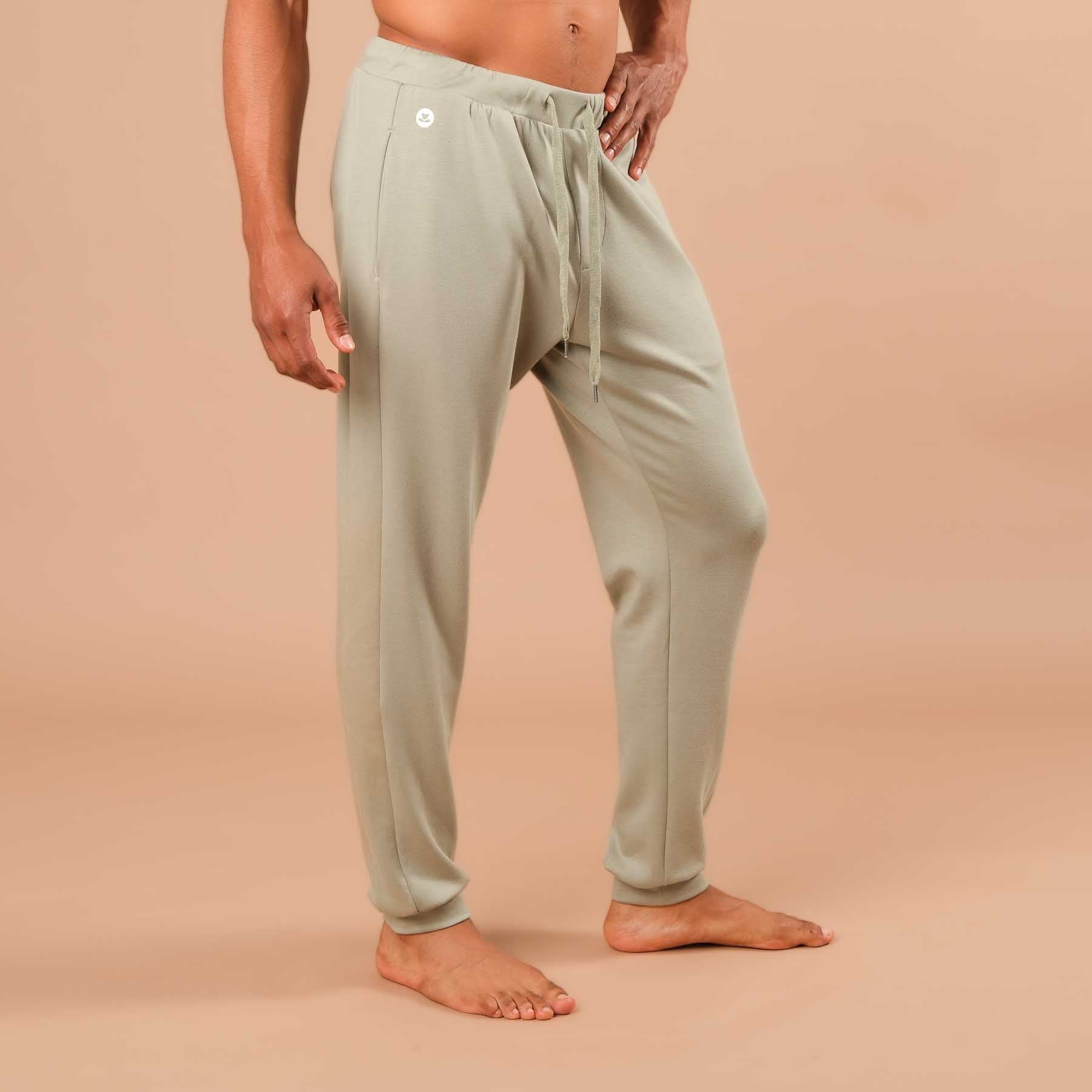 Pantaloni da yoga jogging da uomo, pantaloni della tuta verde giada