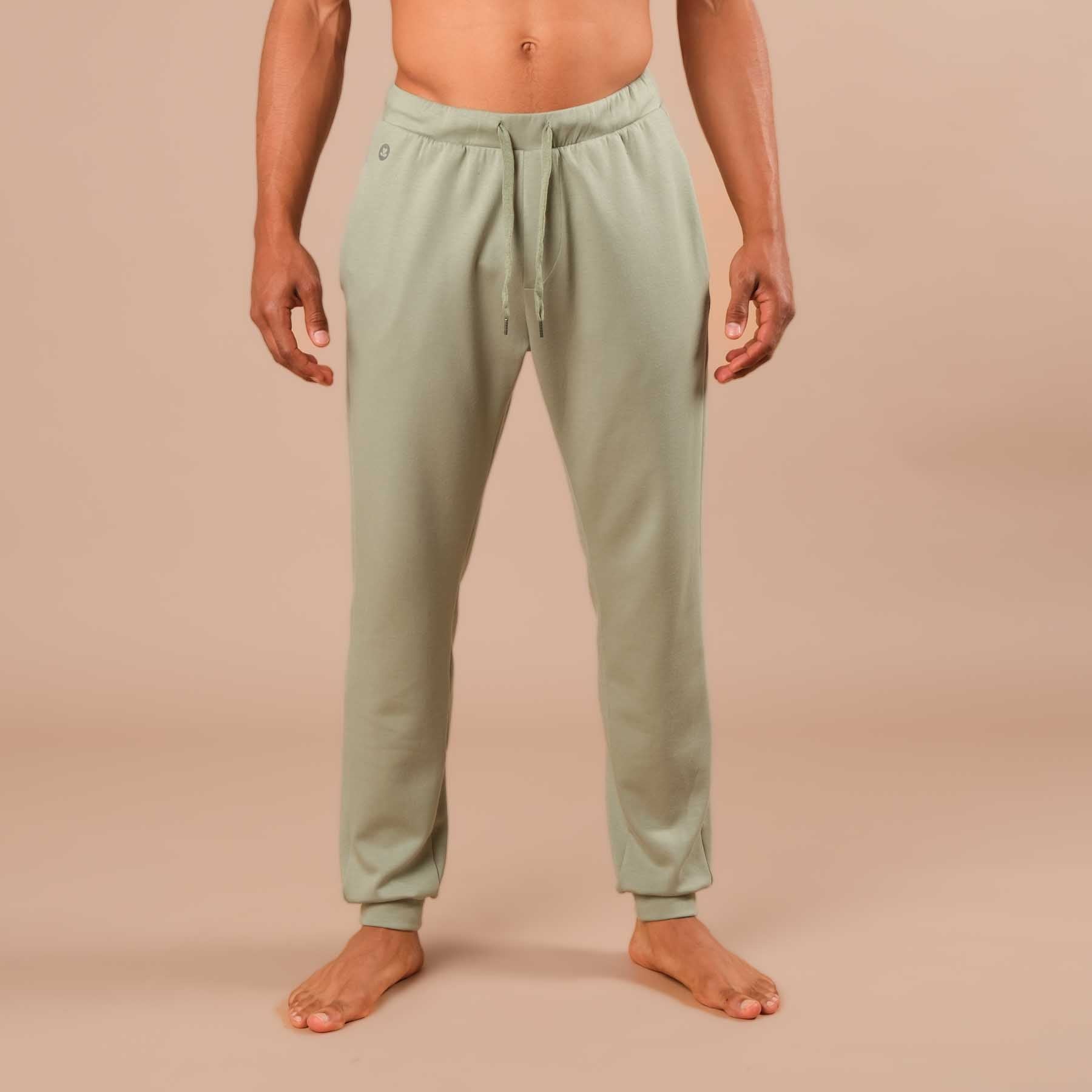 Pantaloni da yoga jogging da uomo, pantaloni della tuta verde giada