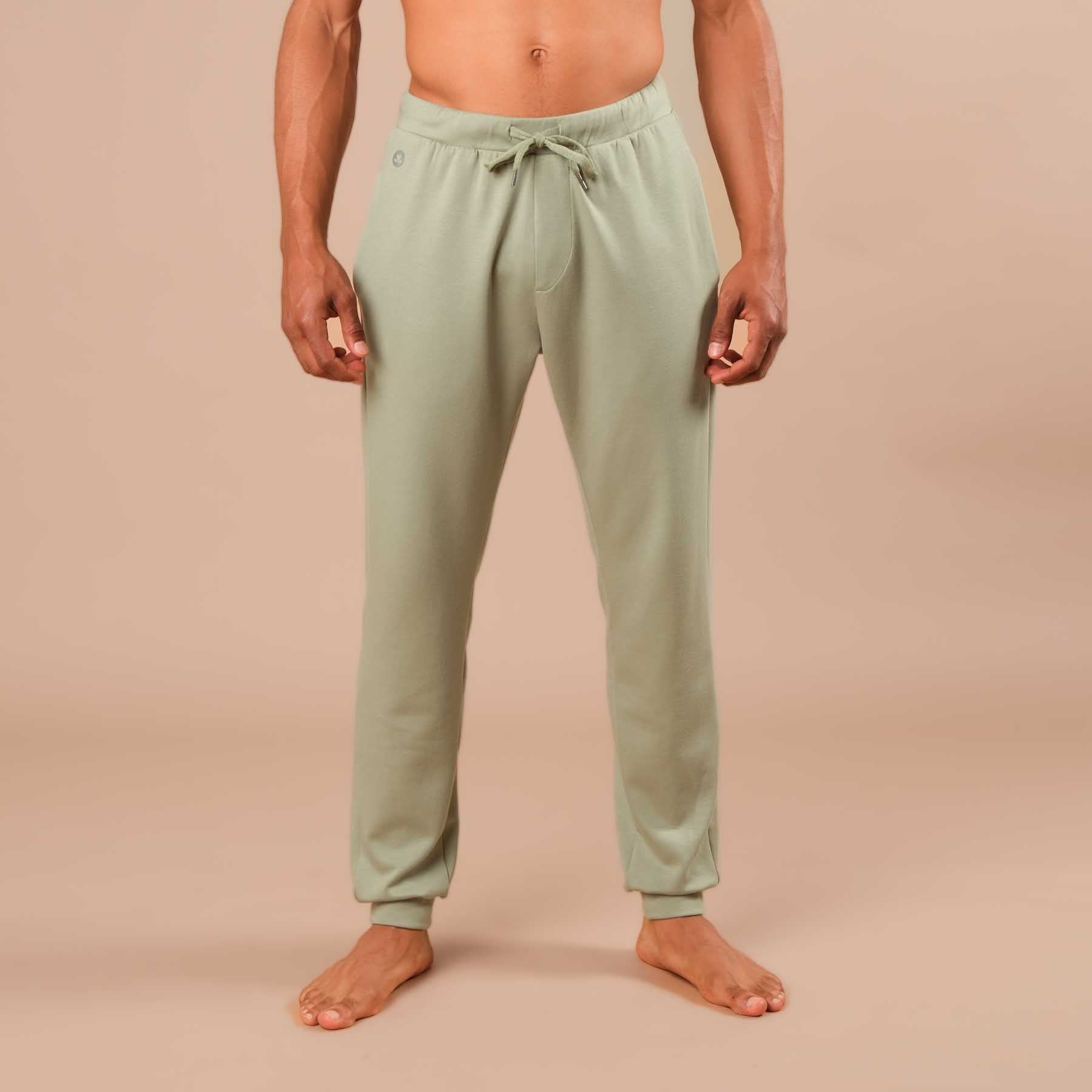 Pantaloni da yoga jogging da uomo, pantaloni della tuta verde giada