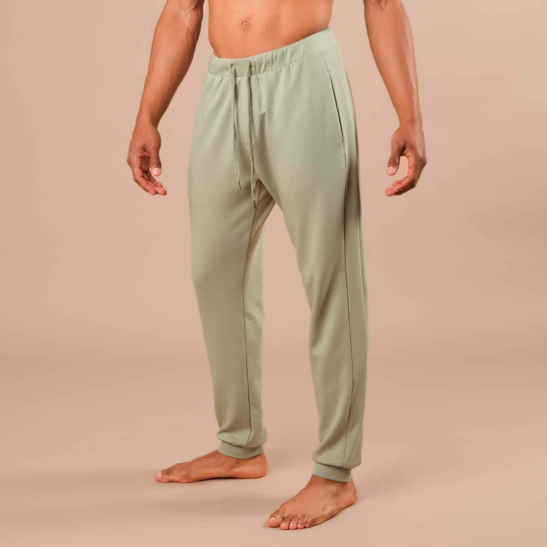 Pantaloni da yoga jogging da uomo, pantaloni della tuta verde giada