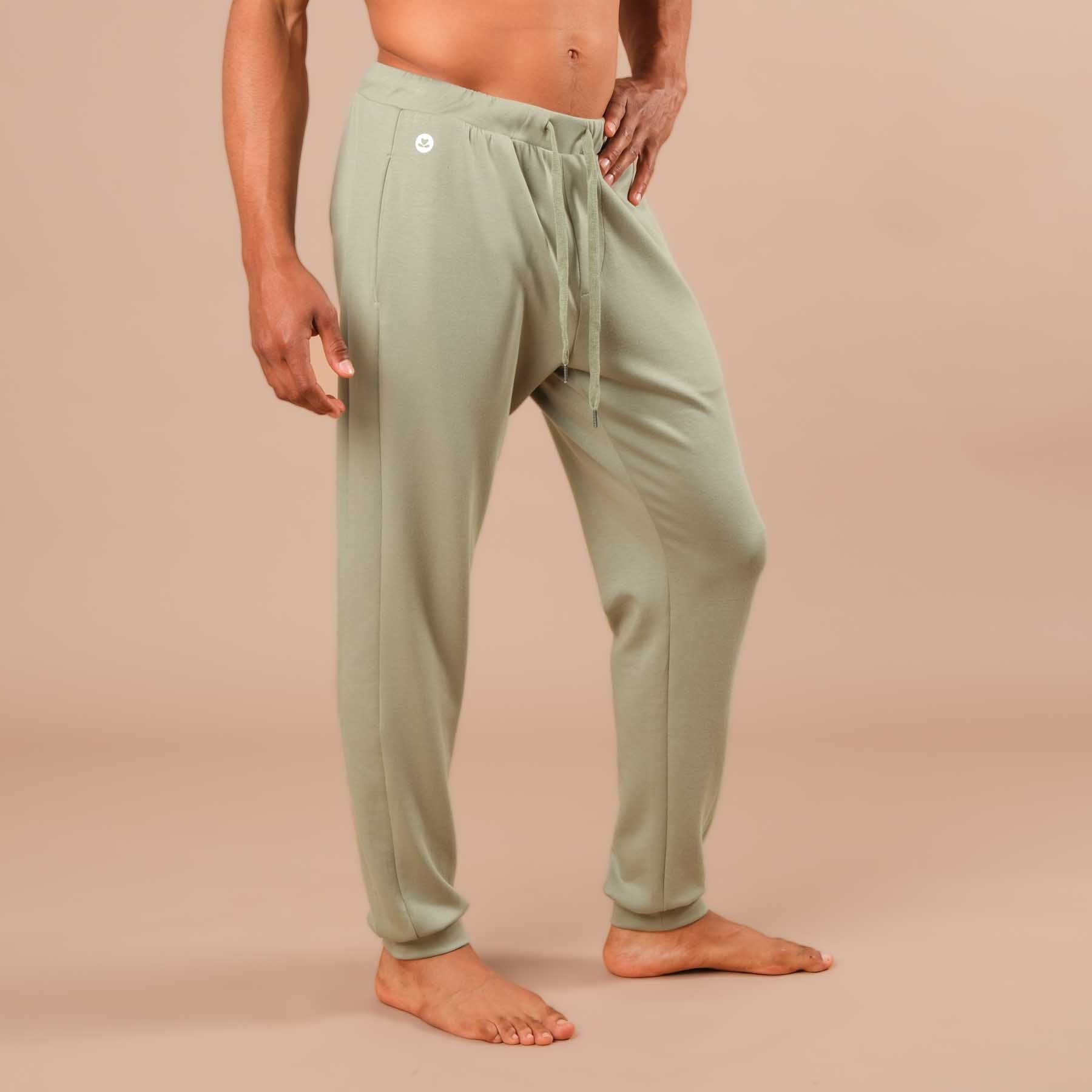 Pantaloni da yoga jogging da uomo, pantaloni della tuta verde giada