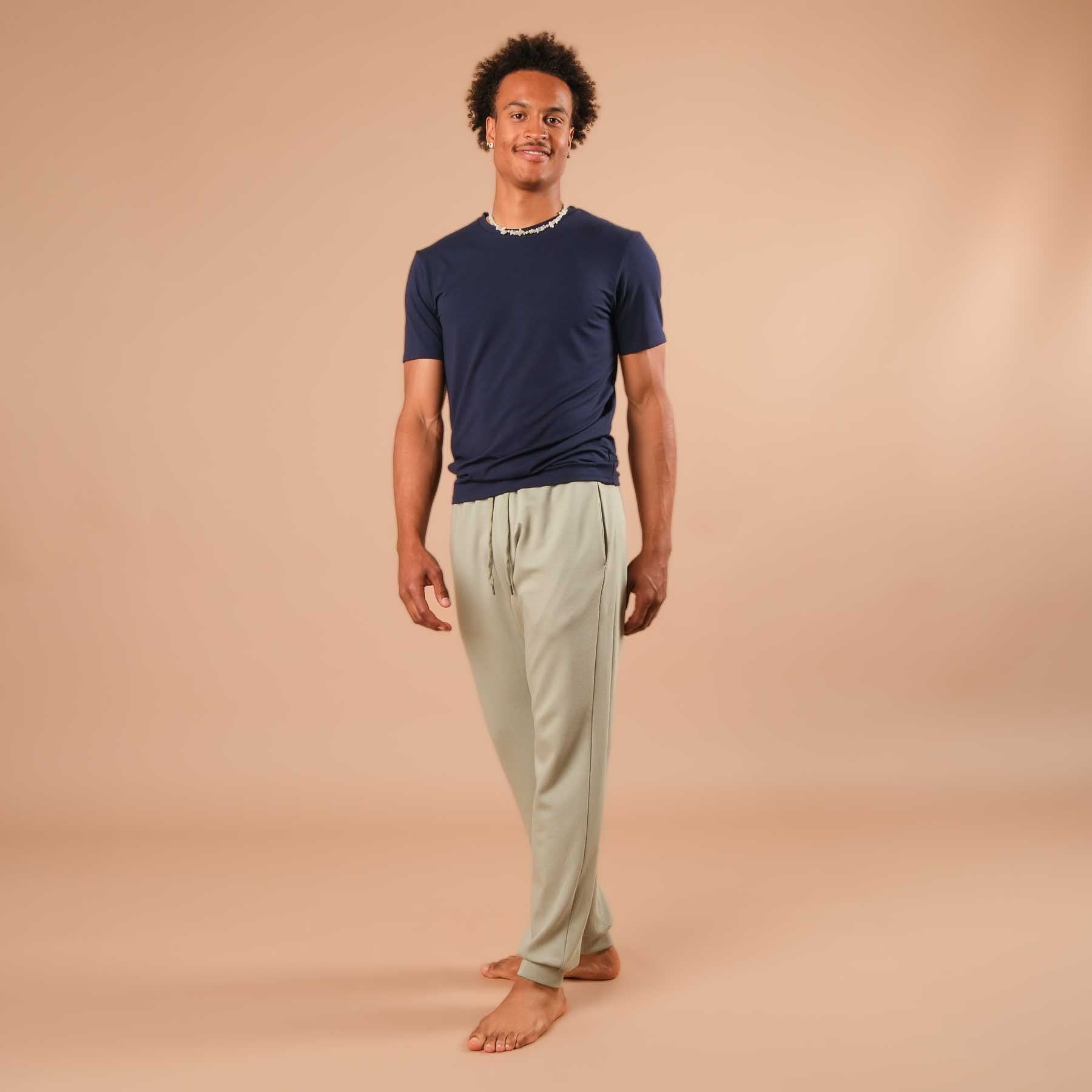Pantaloni da yoga jogging da uomo, pantaloni della tuta verde giada