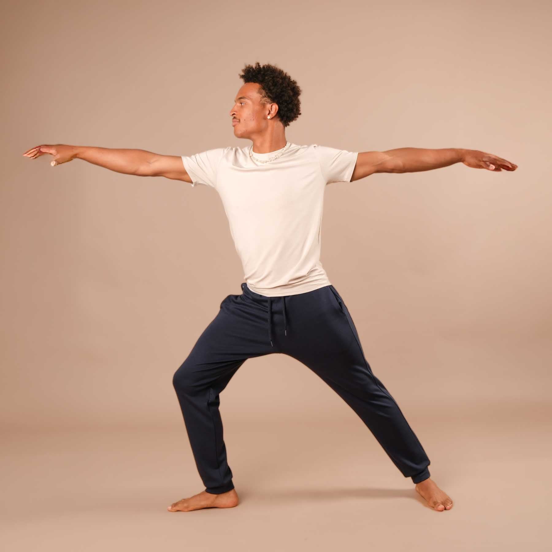 Pantaloni da jogging per lo yoga da uomo, pantaloni della tuta, navy