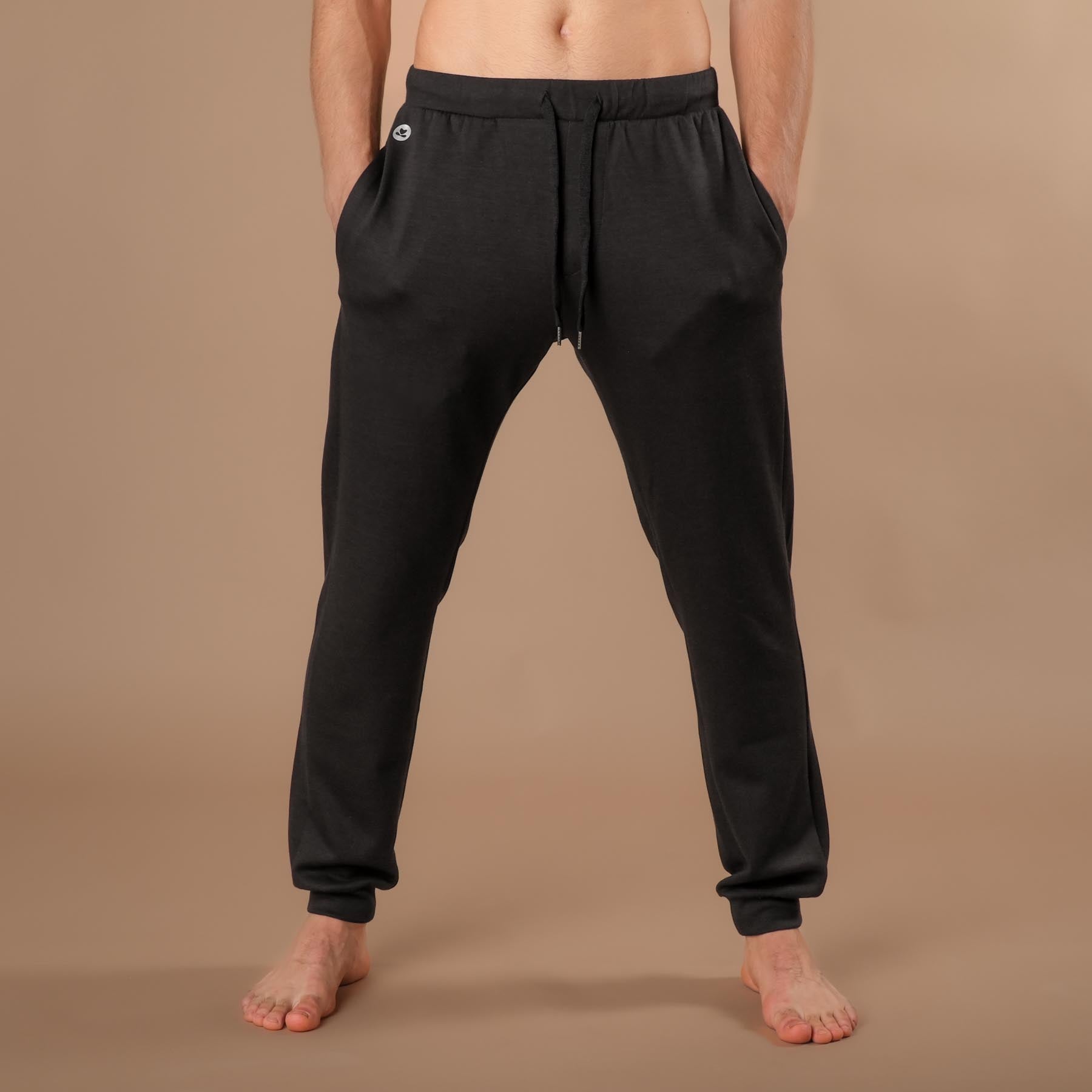 Pantaloni da jogging per yoga da uomo, pantaloni da tuta neri