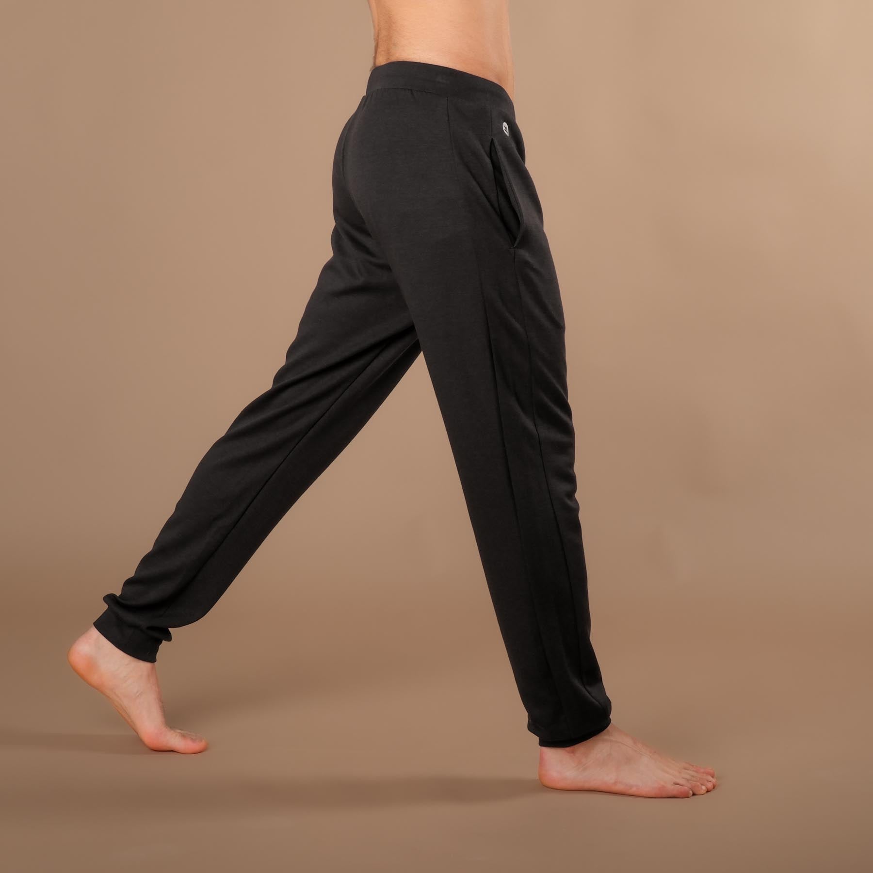 Pantaloni da jogging per yoga da uomo, pantaloni da tuta neri