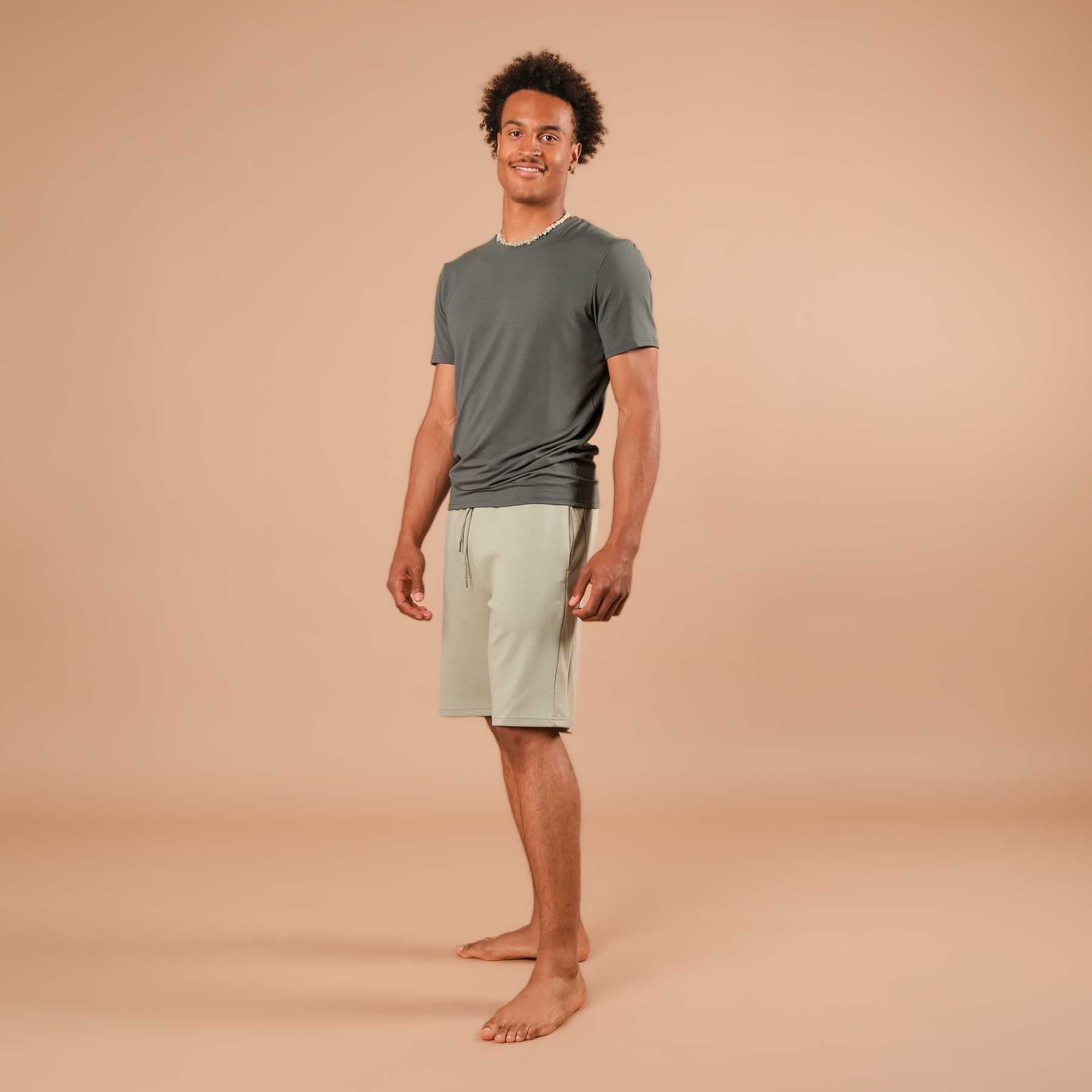 Pantaloncini da yoga da uomo verde giada