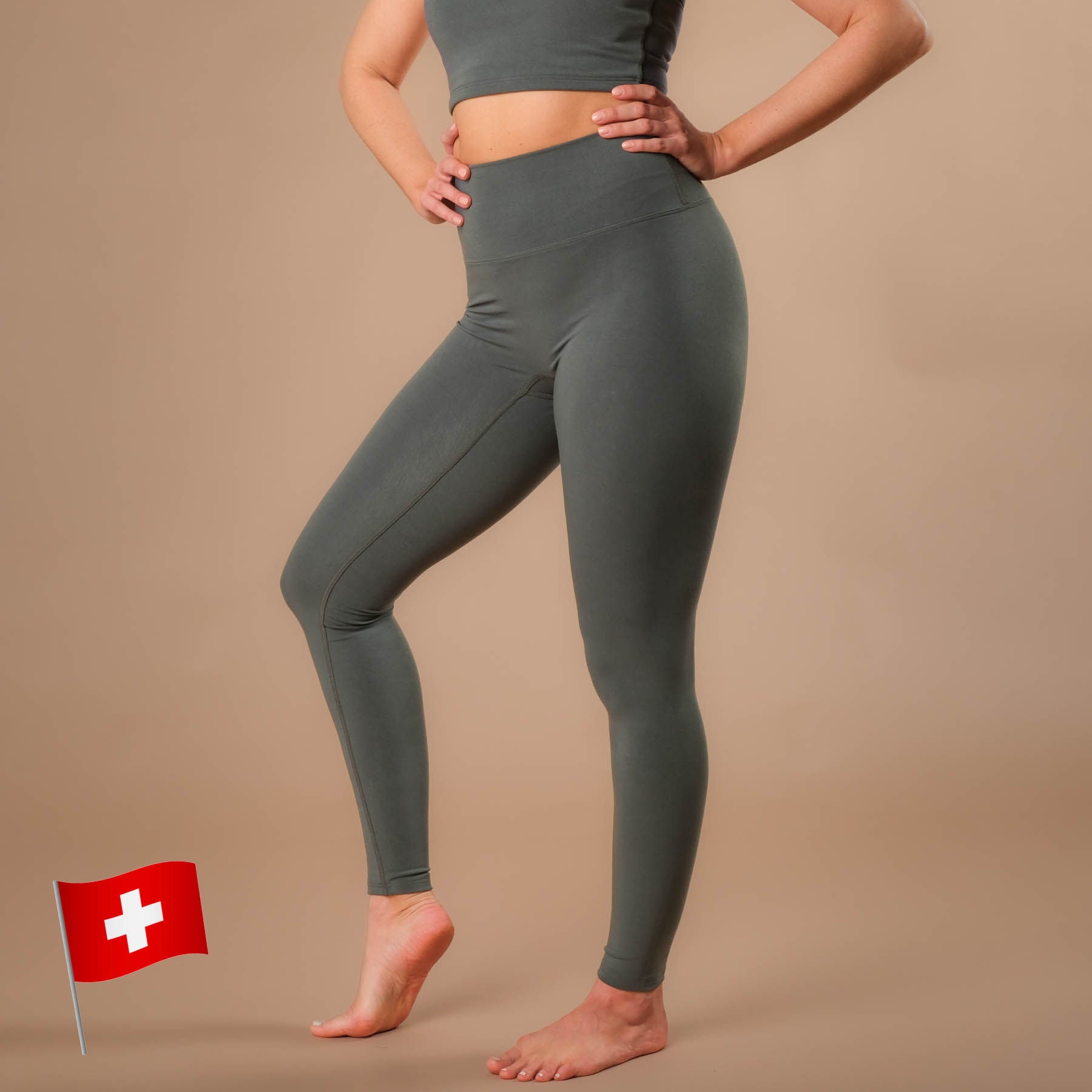 Leggings da yoga Comfy emerald, made in Switzerland