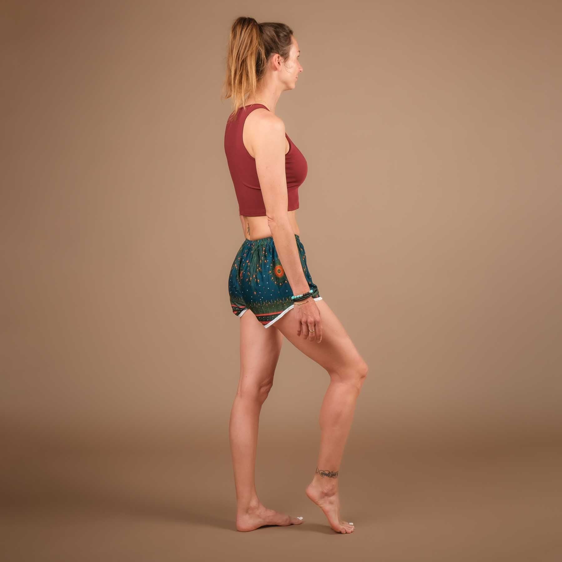 Pantaloncini Yoga Pom Pom verde-rosso