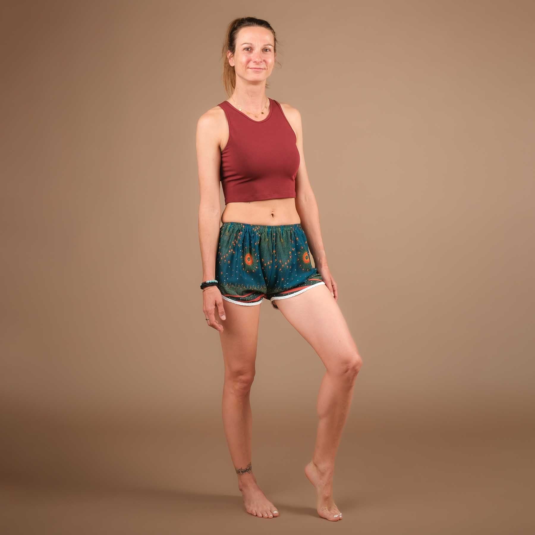 Pantaloncini Yoga Pom Pom verde-rosso