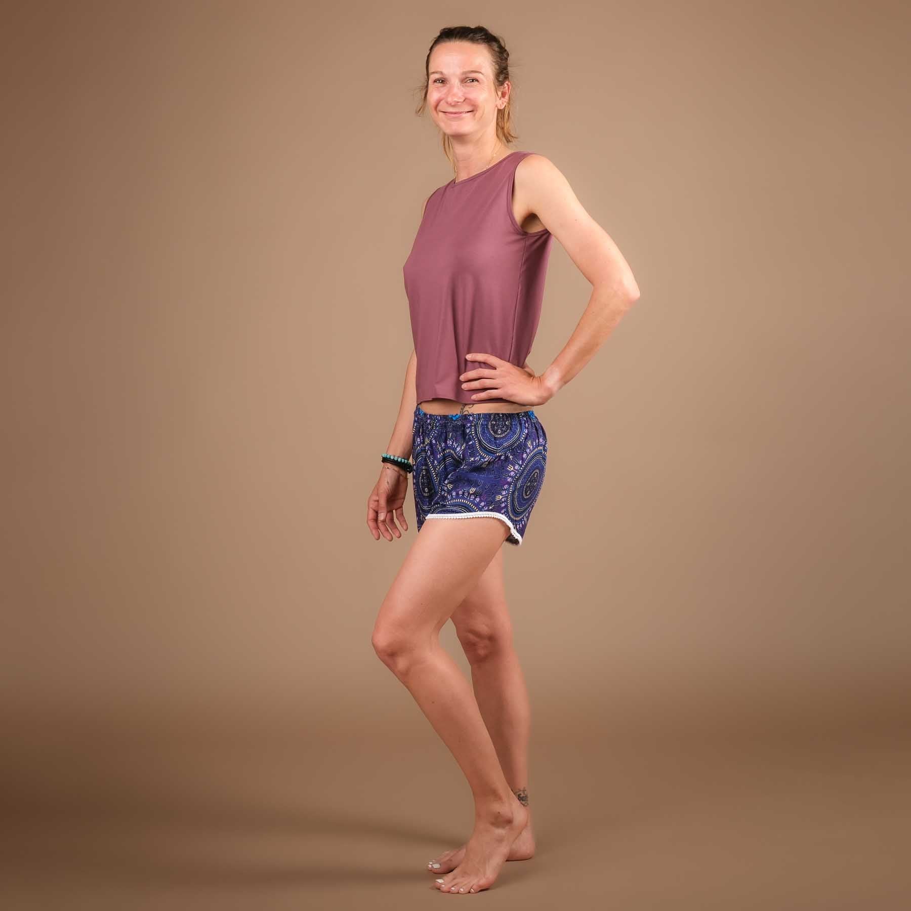 Pantaloncini Yoga Pom Pom indaco
