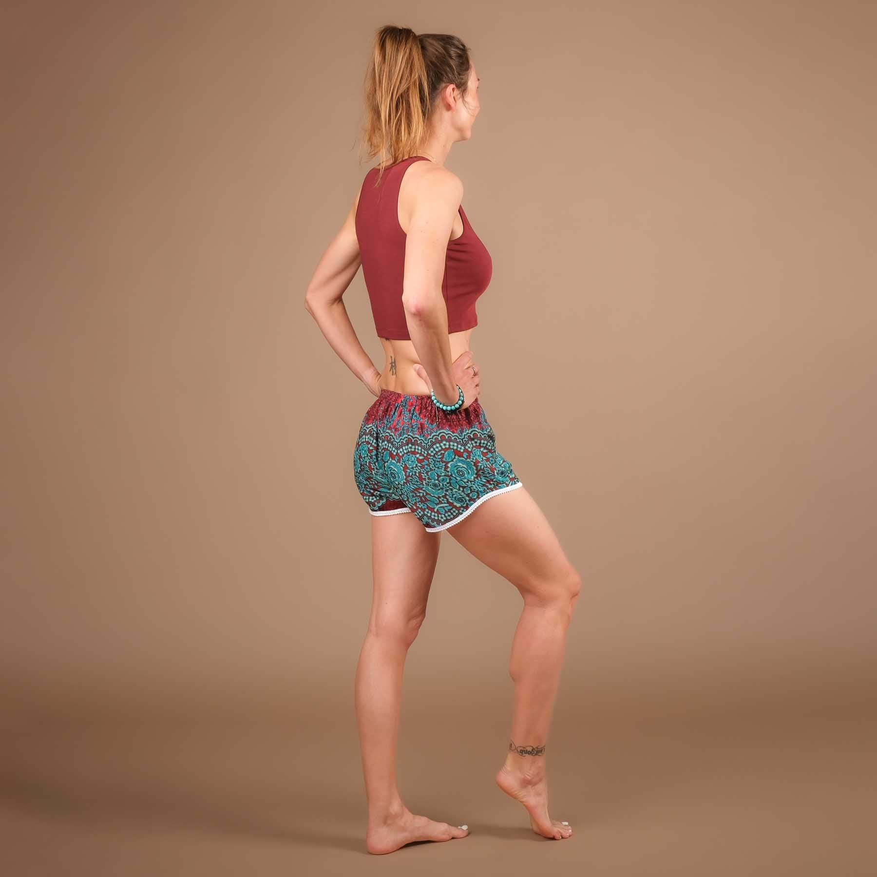 Pantaloncini Yoga Pom Pom turchese