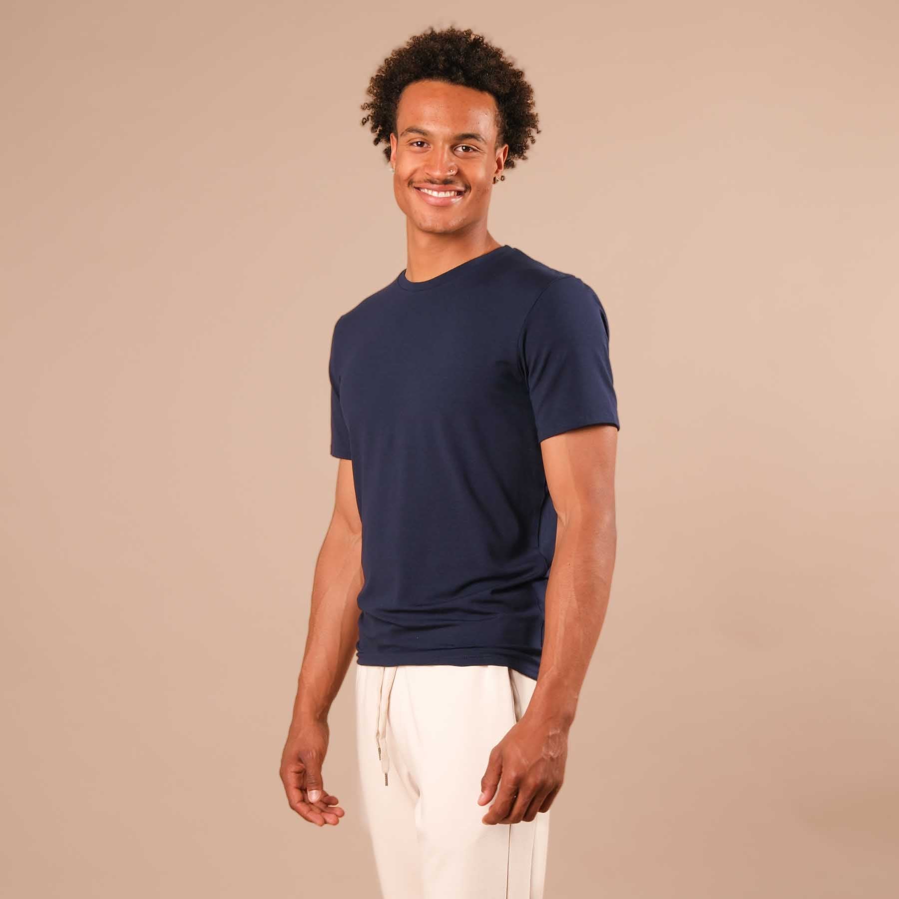 Camicia da yoga da uomo Classy a manica corta, navy 