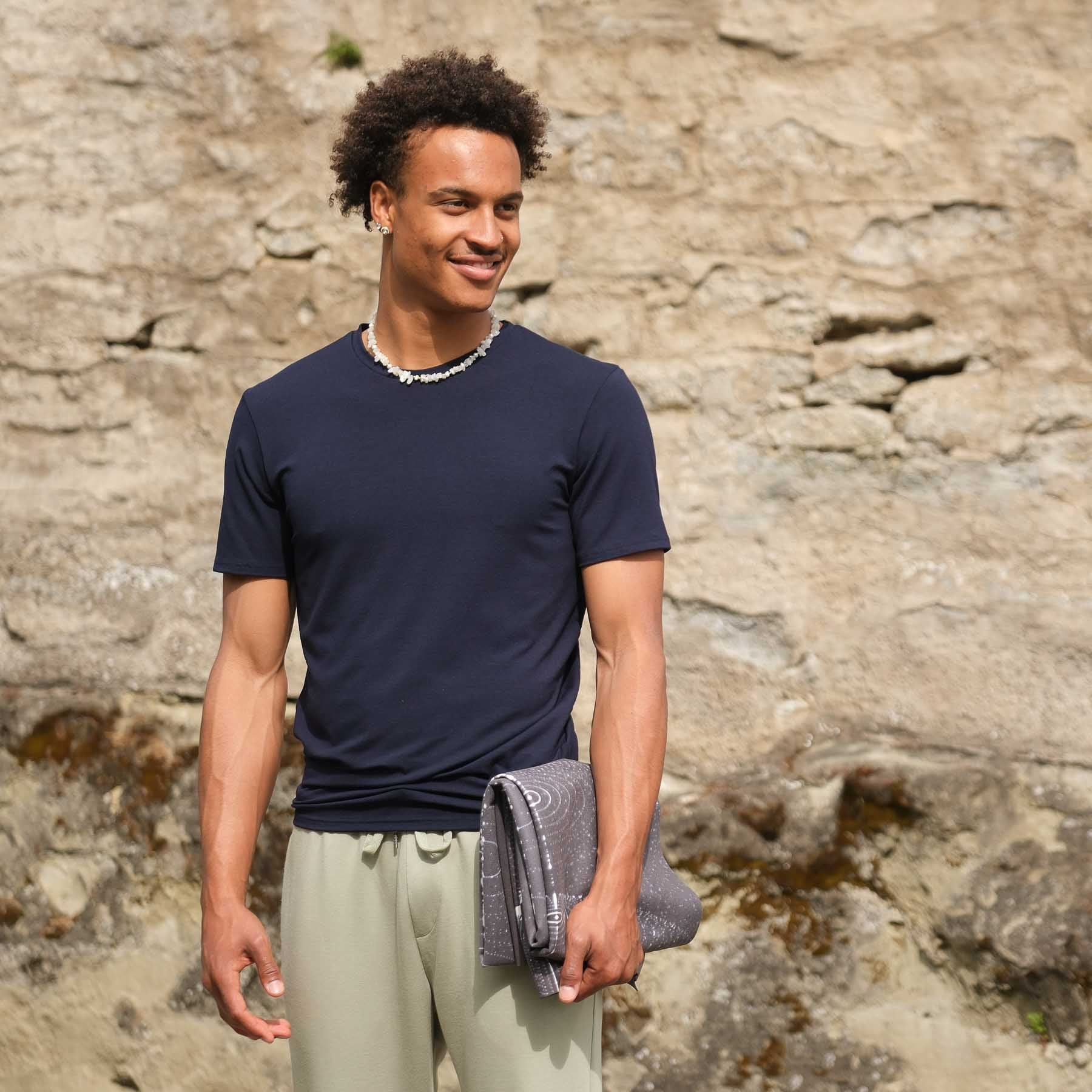 Camicia da yoga da uomo Classy a manica corta, navy 