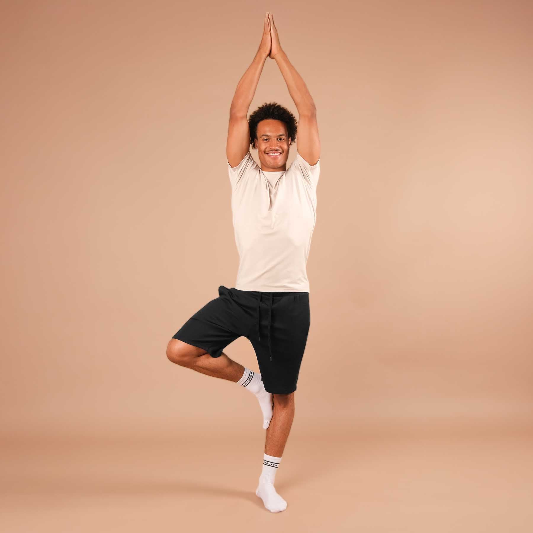 Camicia da uomo per lo yoga Camicia di classe a manica corta sabbia