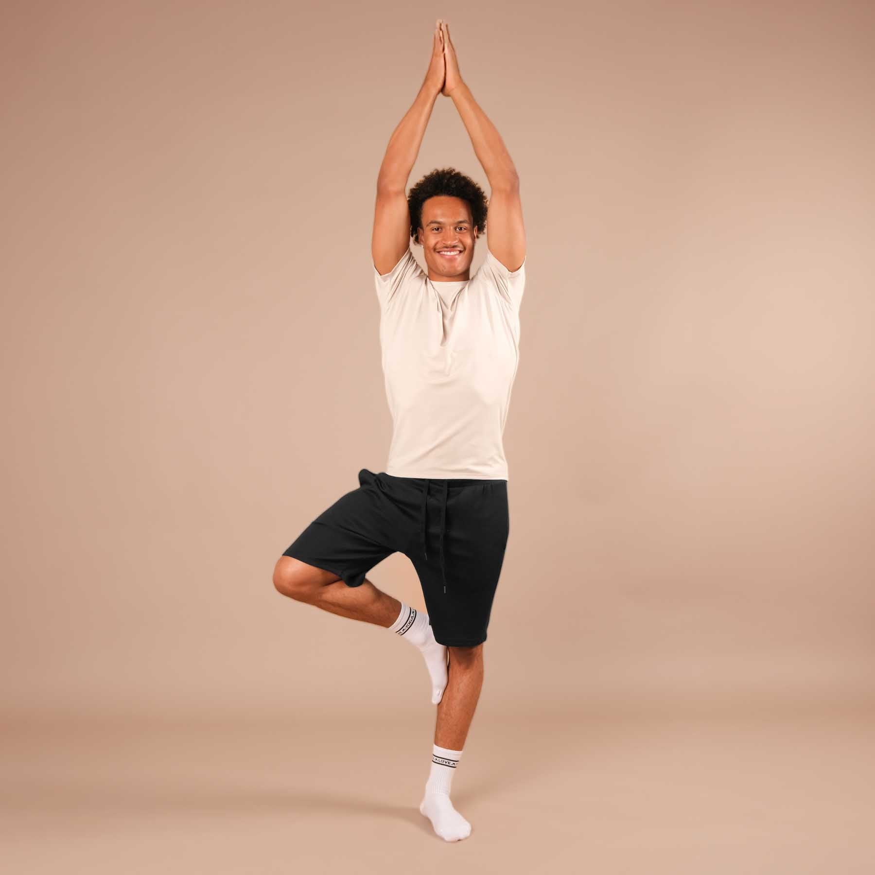 Camicia da uomo per lo yoga Camicia di classe a manica corta sabbia