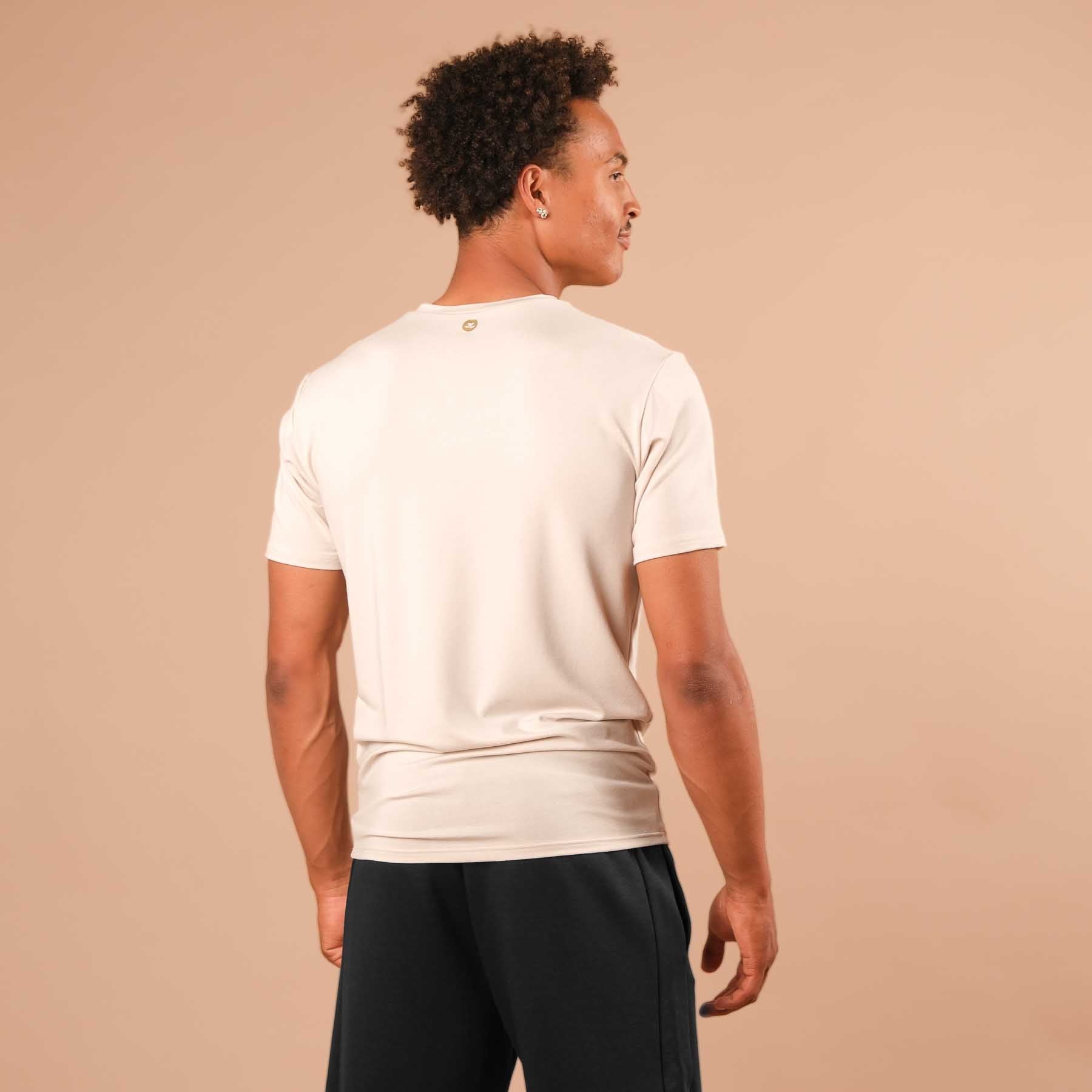 Camicia da uomo per lo yoga Camicia di classe a manica corta sabbia