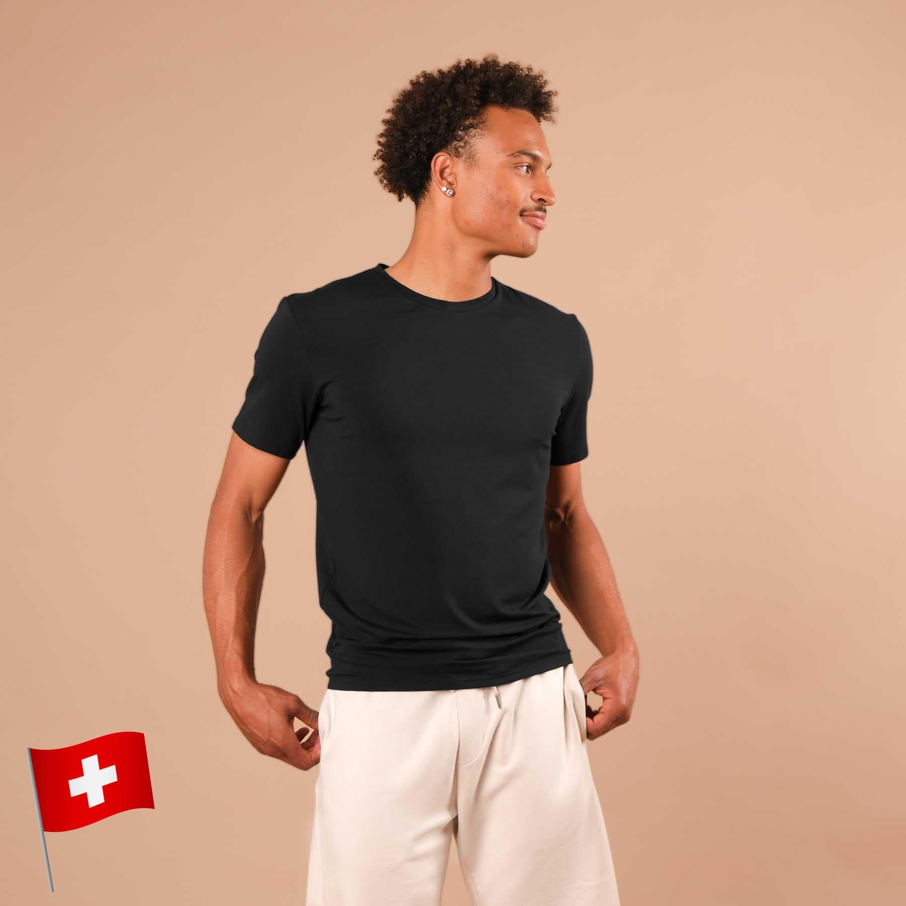 Camicia yoga da uomo Classy a maniche corte nera