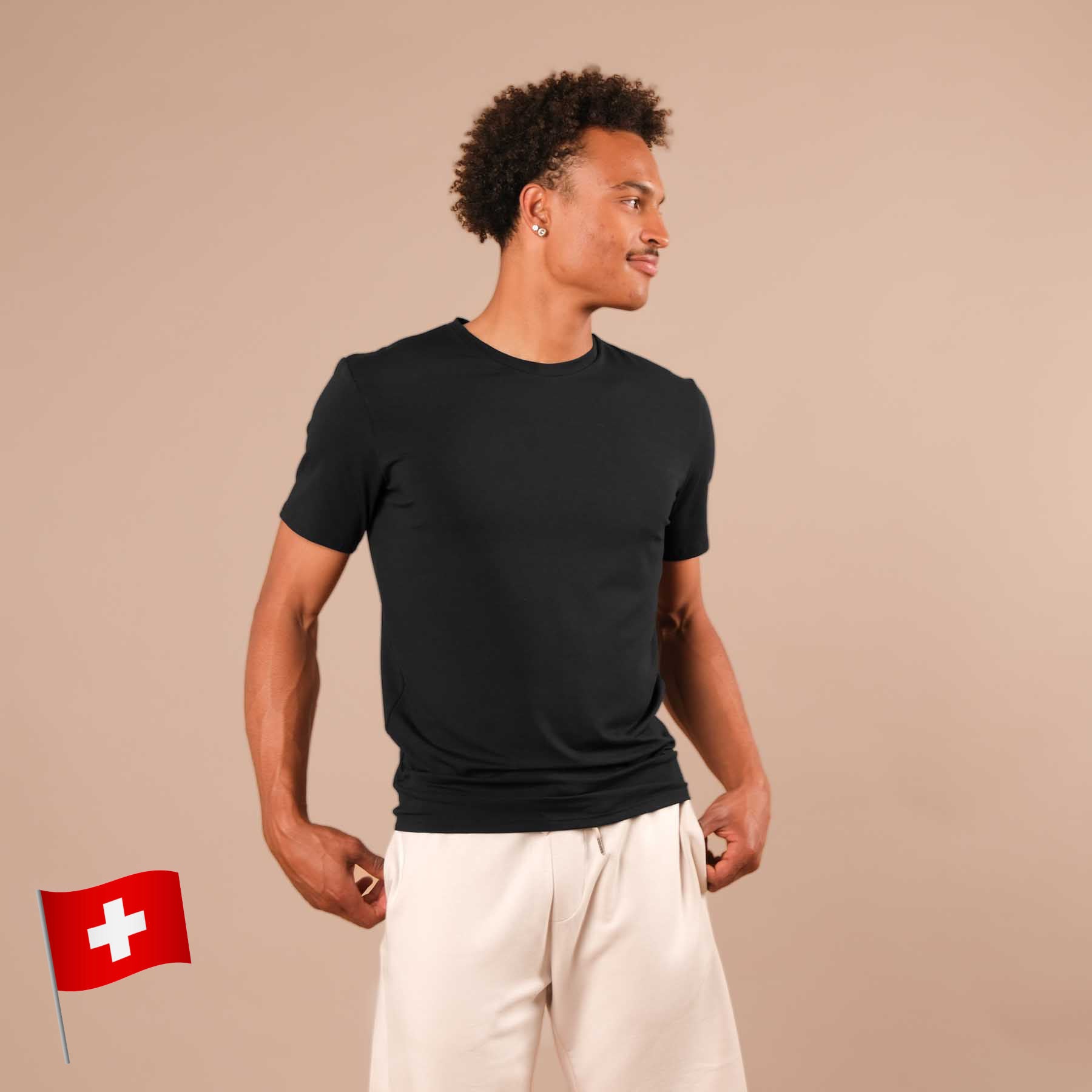 Camicia yoga da uomo Classy a maniche corte nera