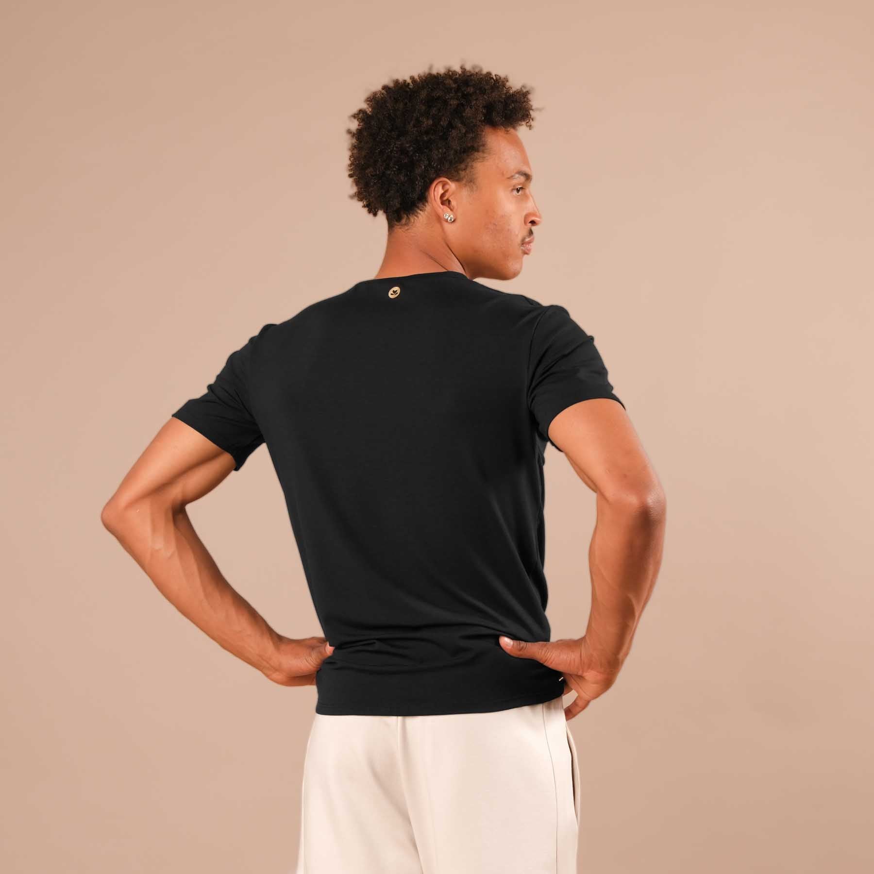 Camicia yoga da uomo Classy a maniche corte nera