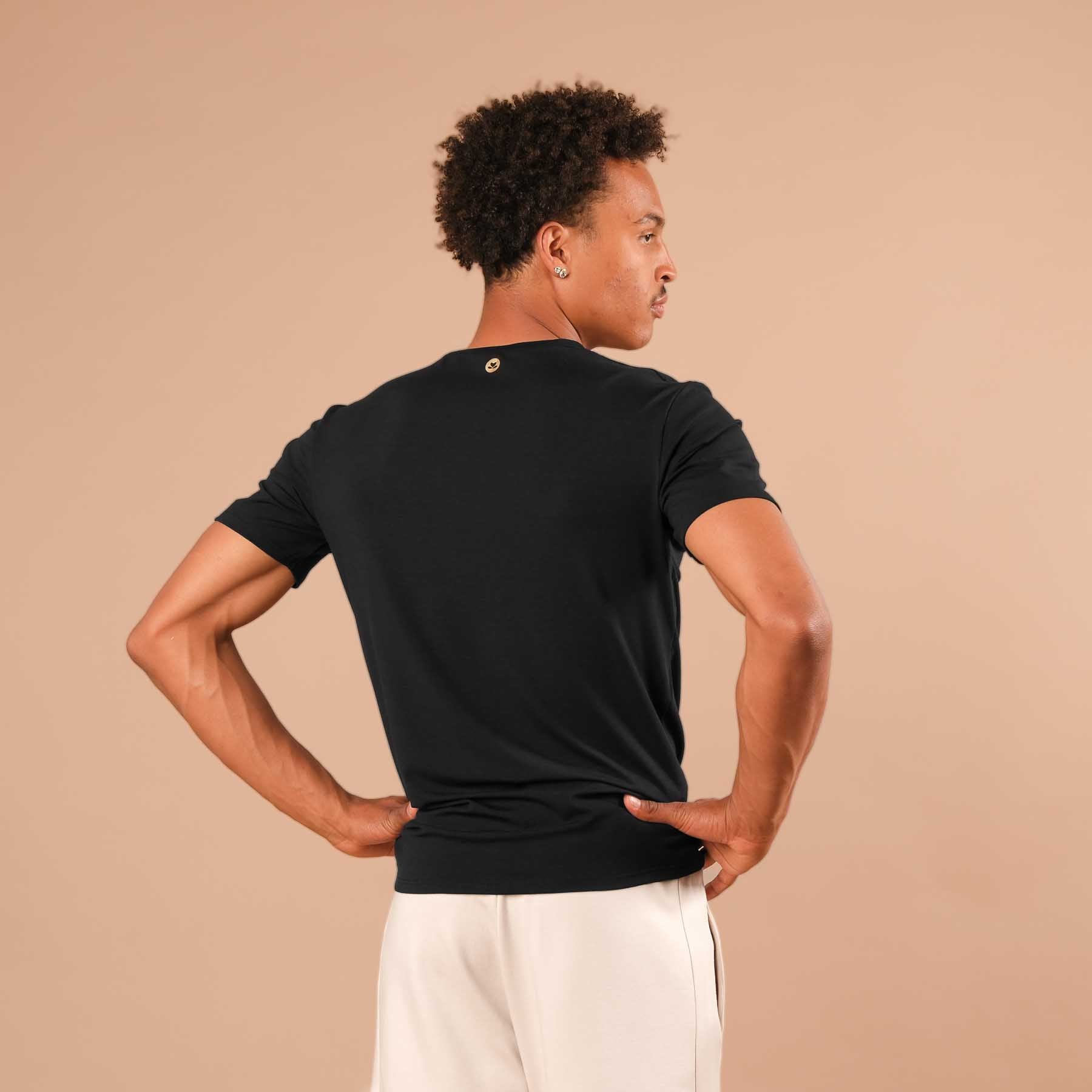 Camicia yoga da uomo Classy a maniche corte nera