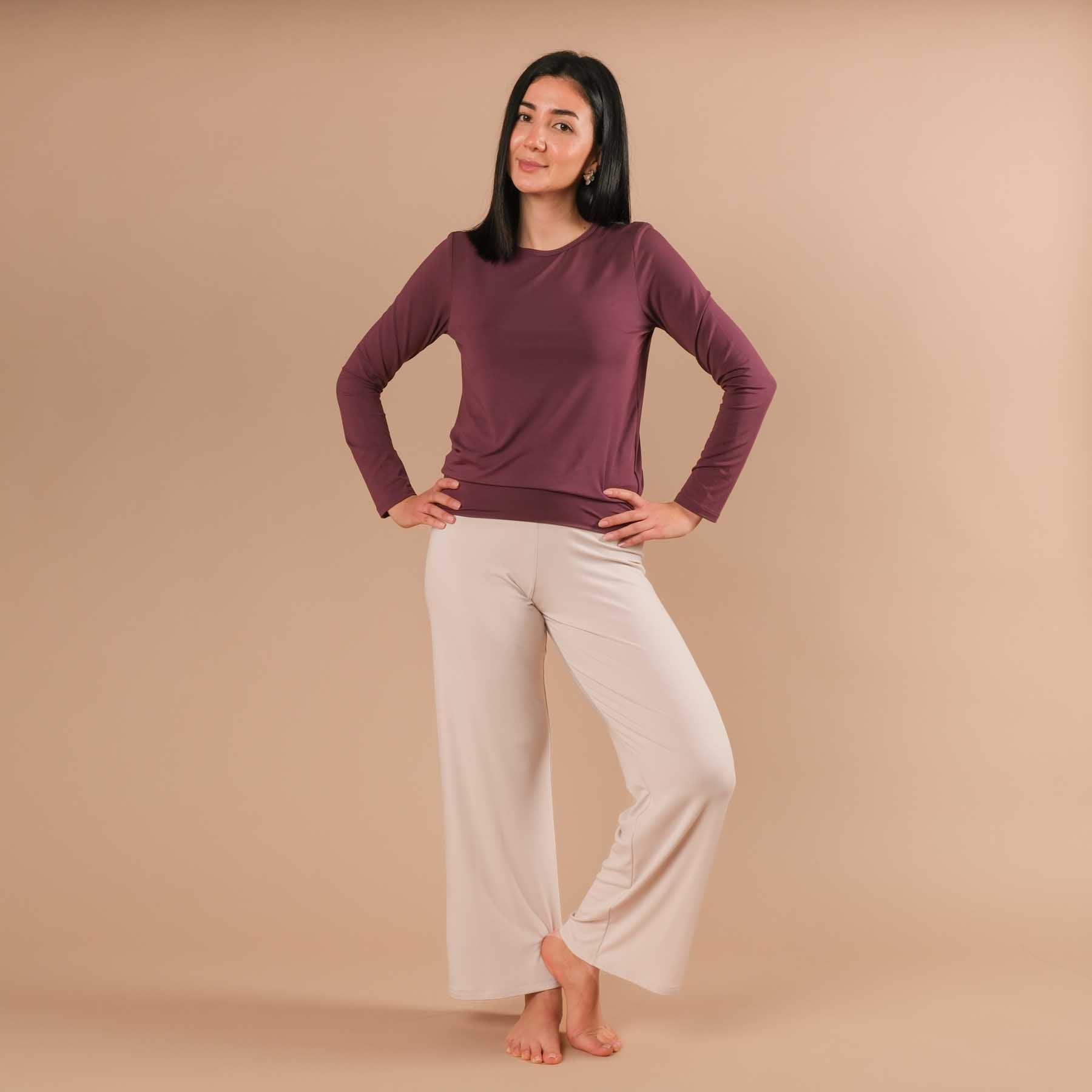 Camicia yoga Comfy manica lunga berry