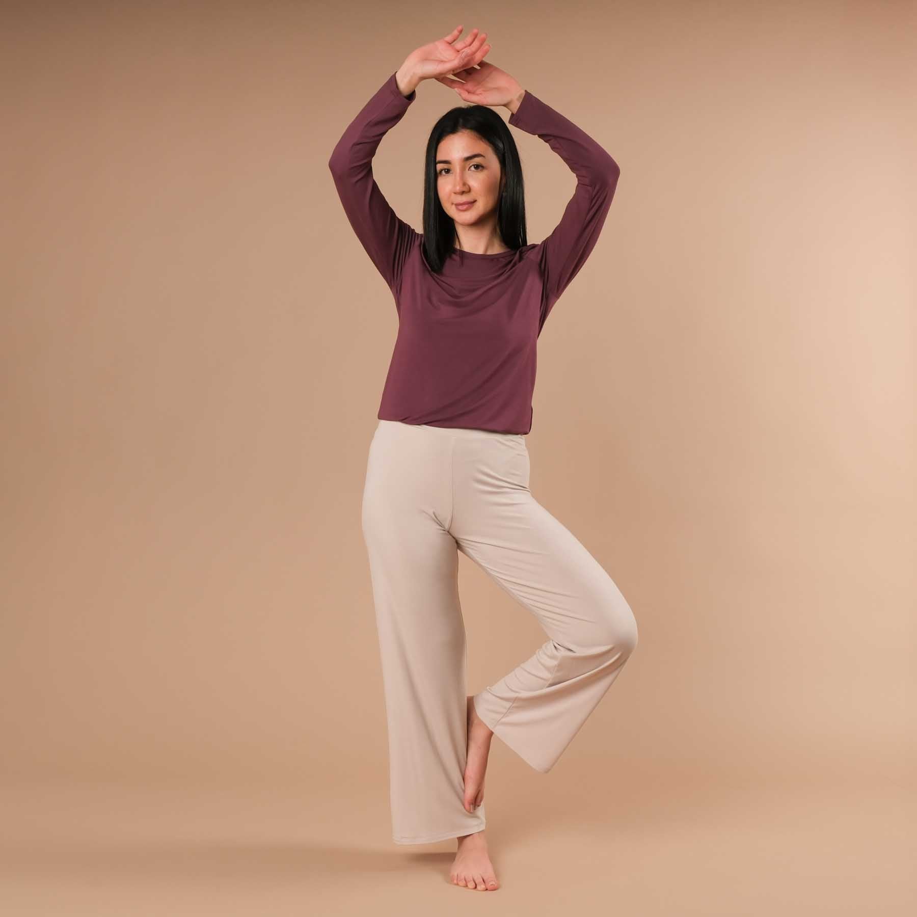 Camicia yoga Comfy manica lunga berry