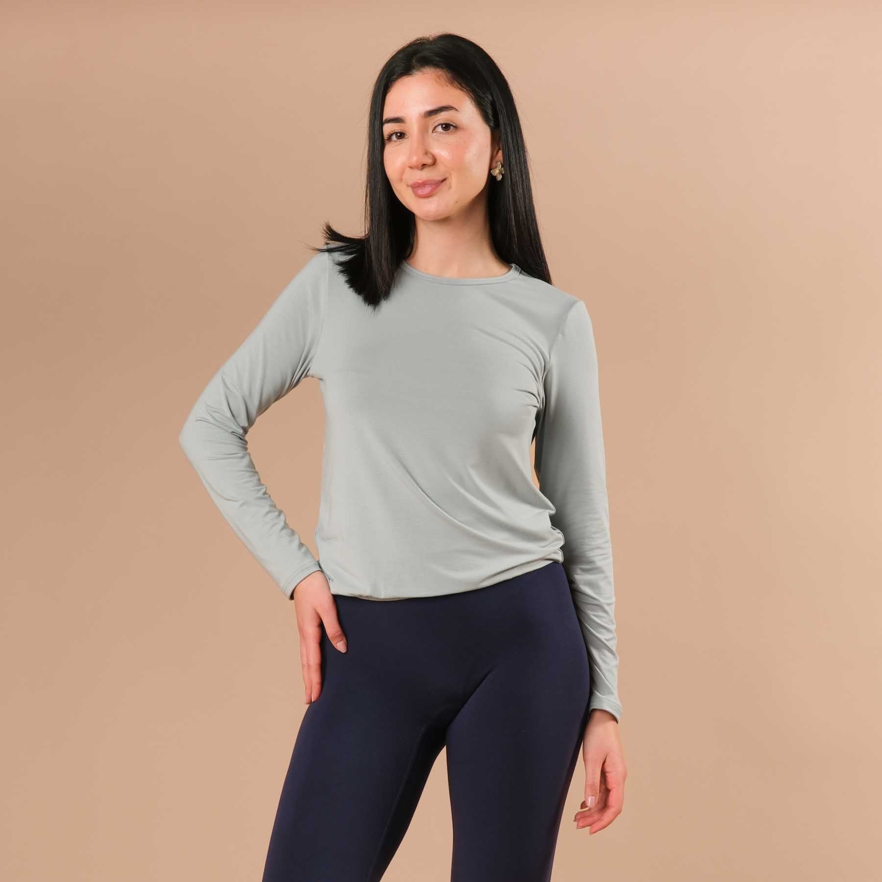 Camicia yoga Comfy manica lunga verde acqua