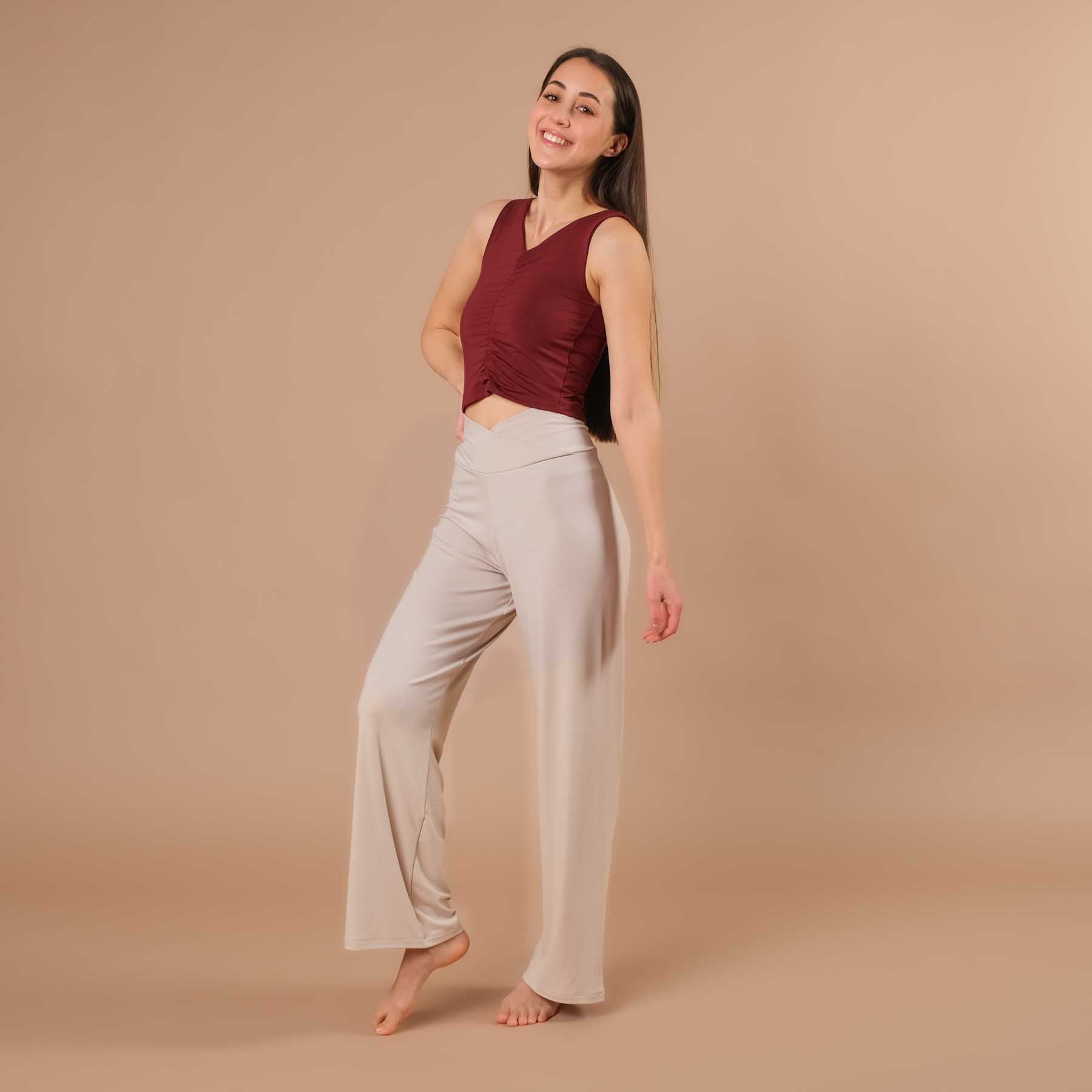 Top estivo arricciato Comfy bordeaux