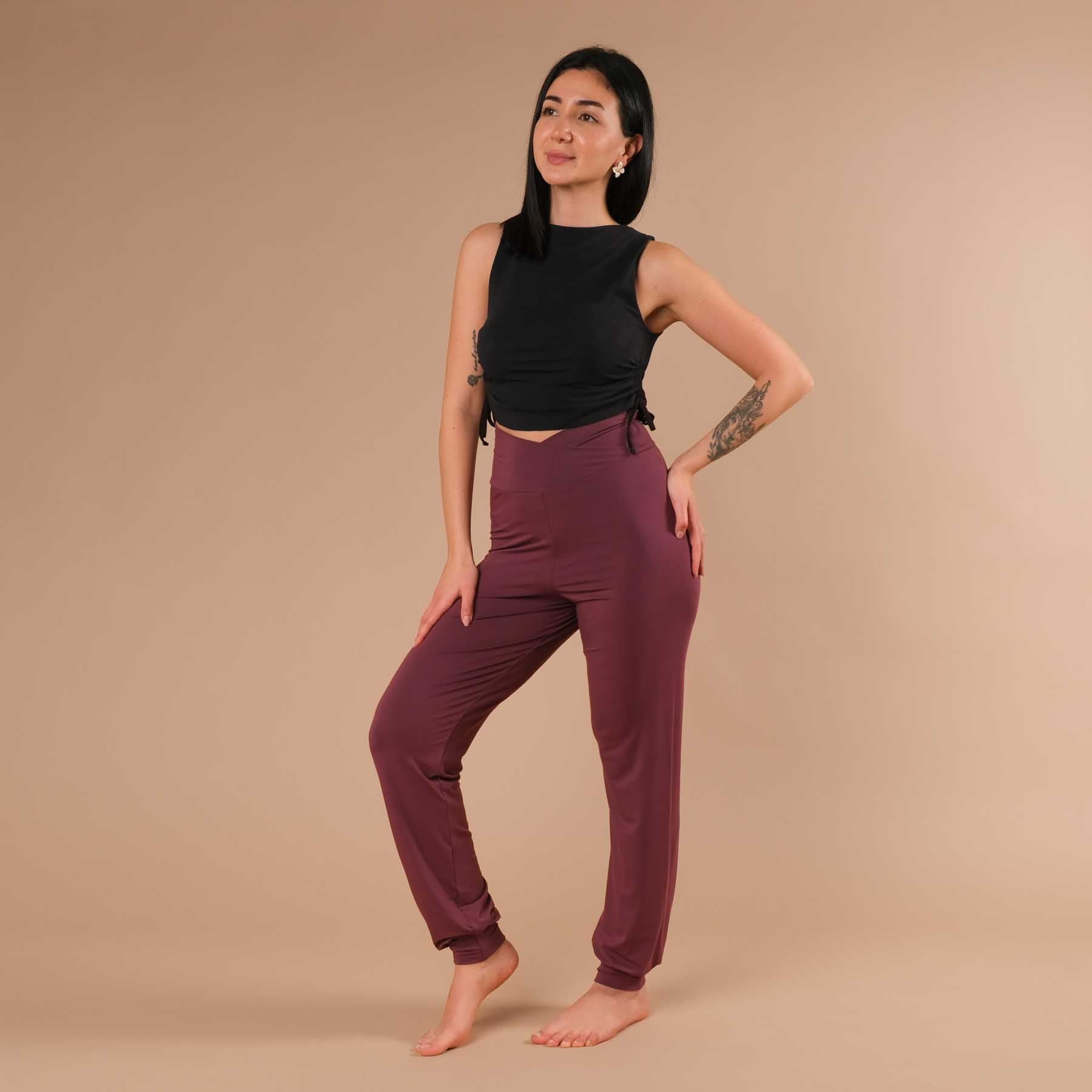 Pantaloni yoga Viki larghi Pantaloni yoga berry