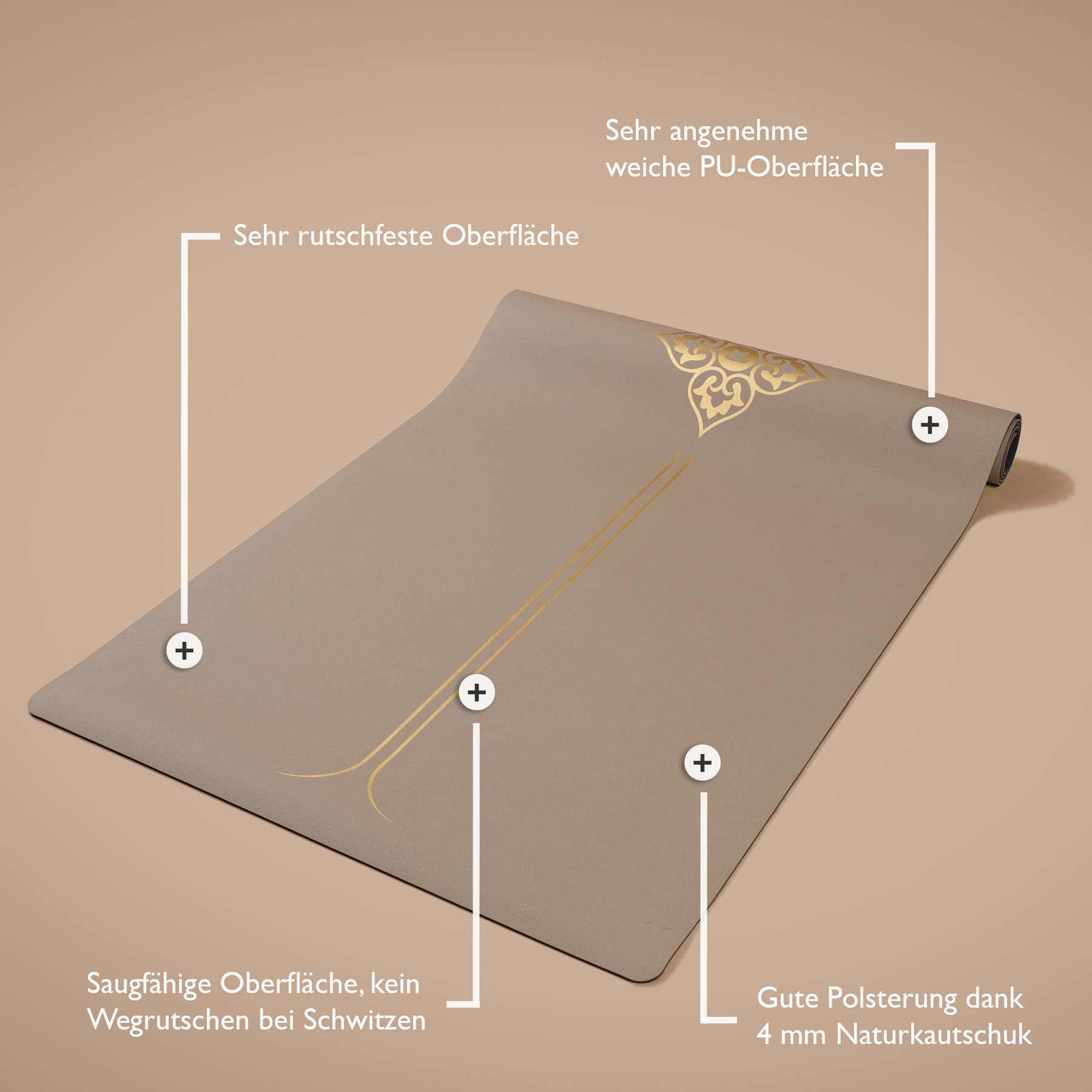 Tappetino Yoga SuperGrip 2.0 Equilibrio sabbia molto antiscivolo