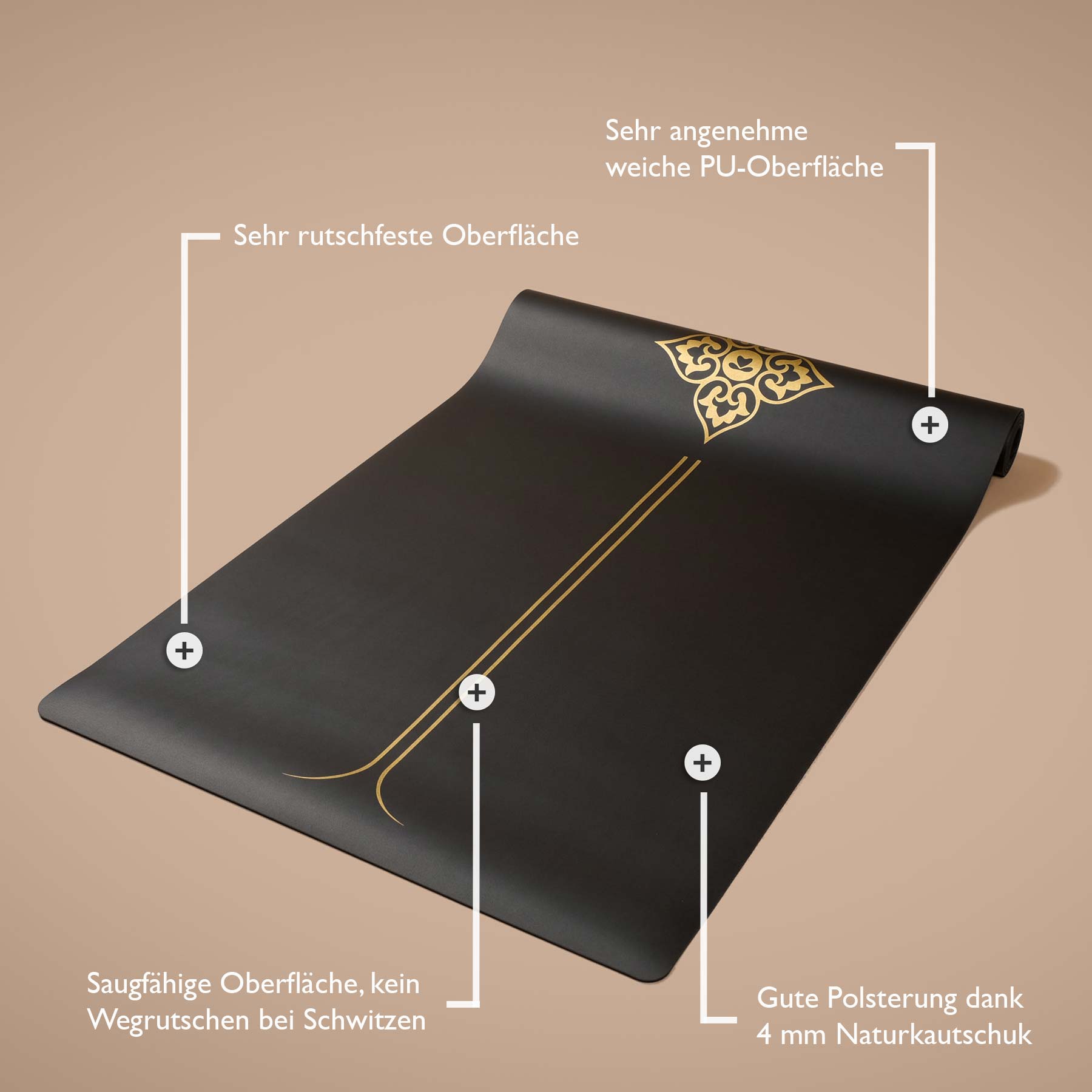 Tappetino yoga SuperGrip 2.0 Balance molto antiscivolo nero