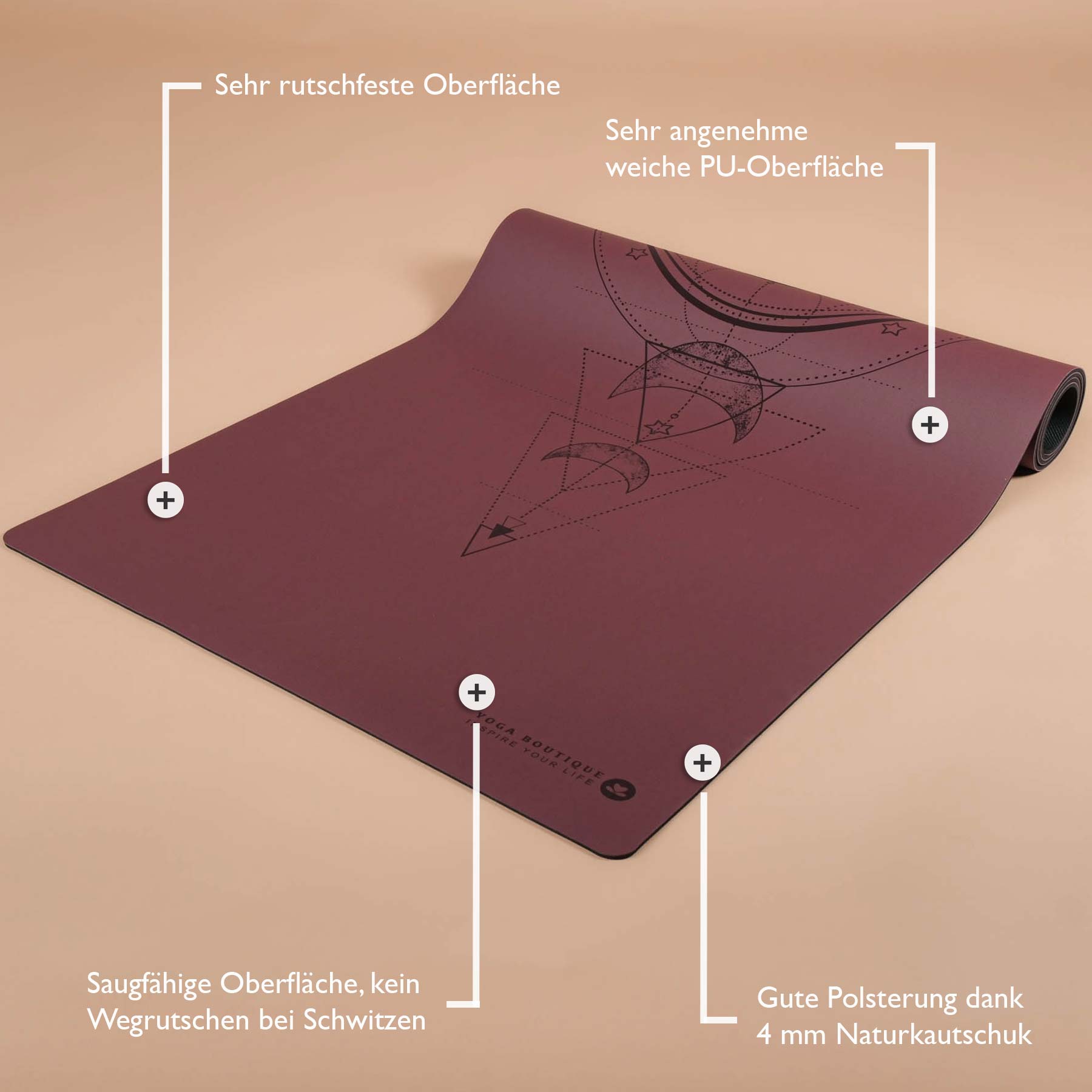 Tappetino yoga SuperGrip 2.0 Bacche di luna