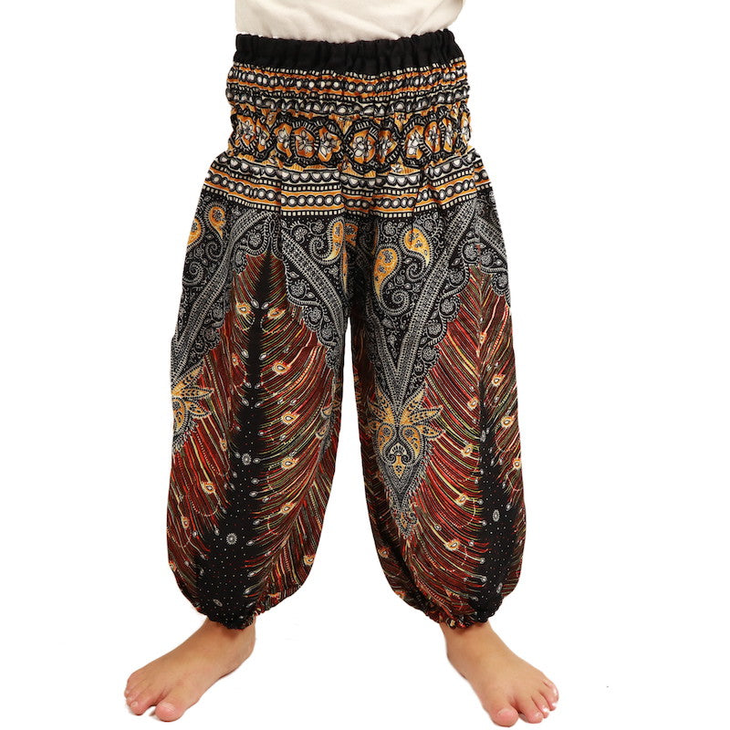 Pantaloni Yoga Harem per bambini Piuma nera