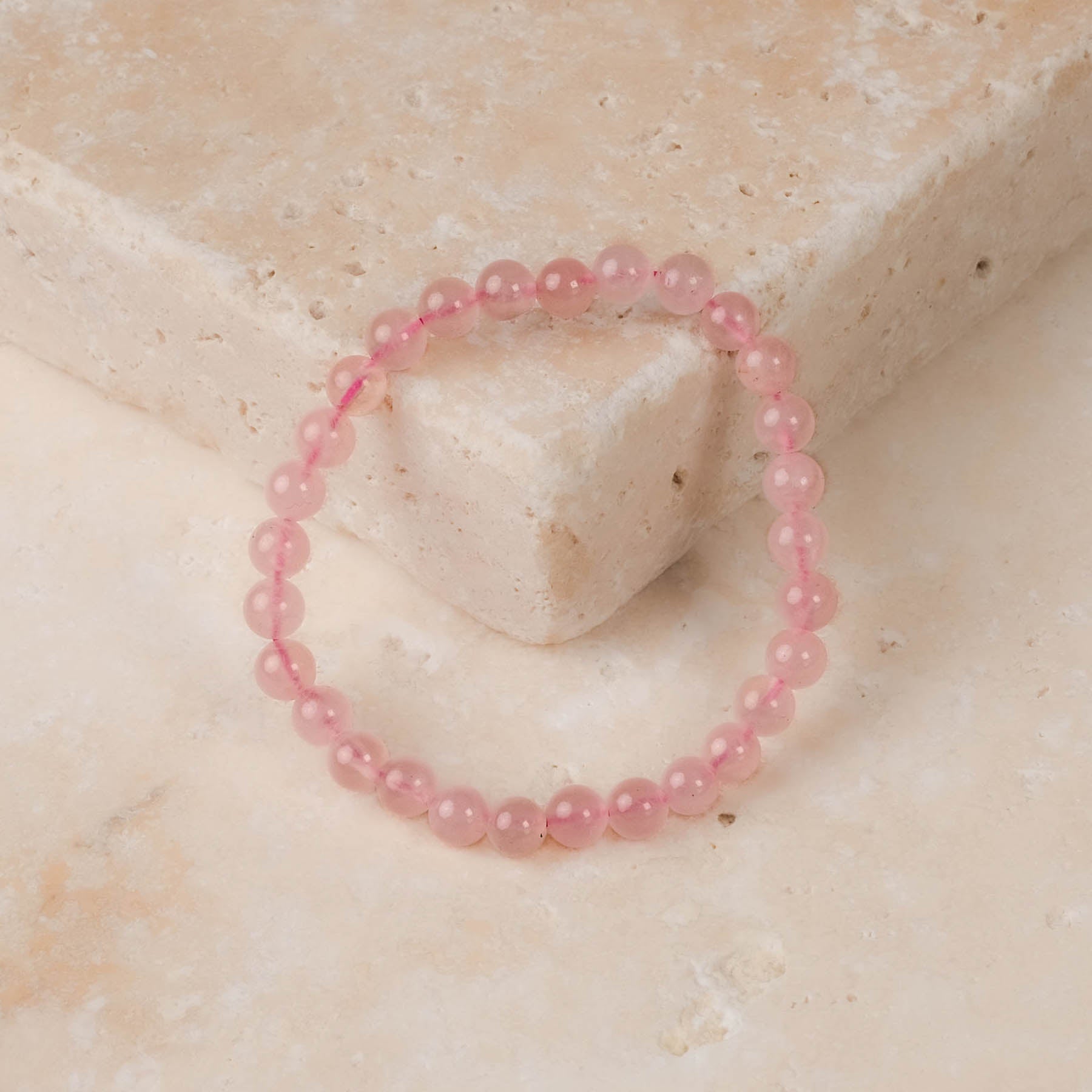 Bracciale di pietre preziose Quarzo rosa 6 mm